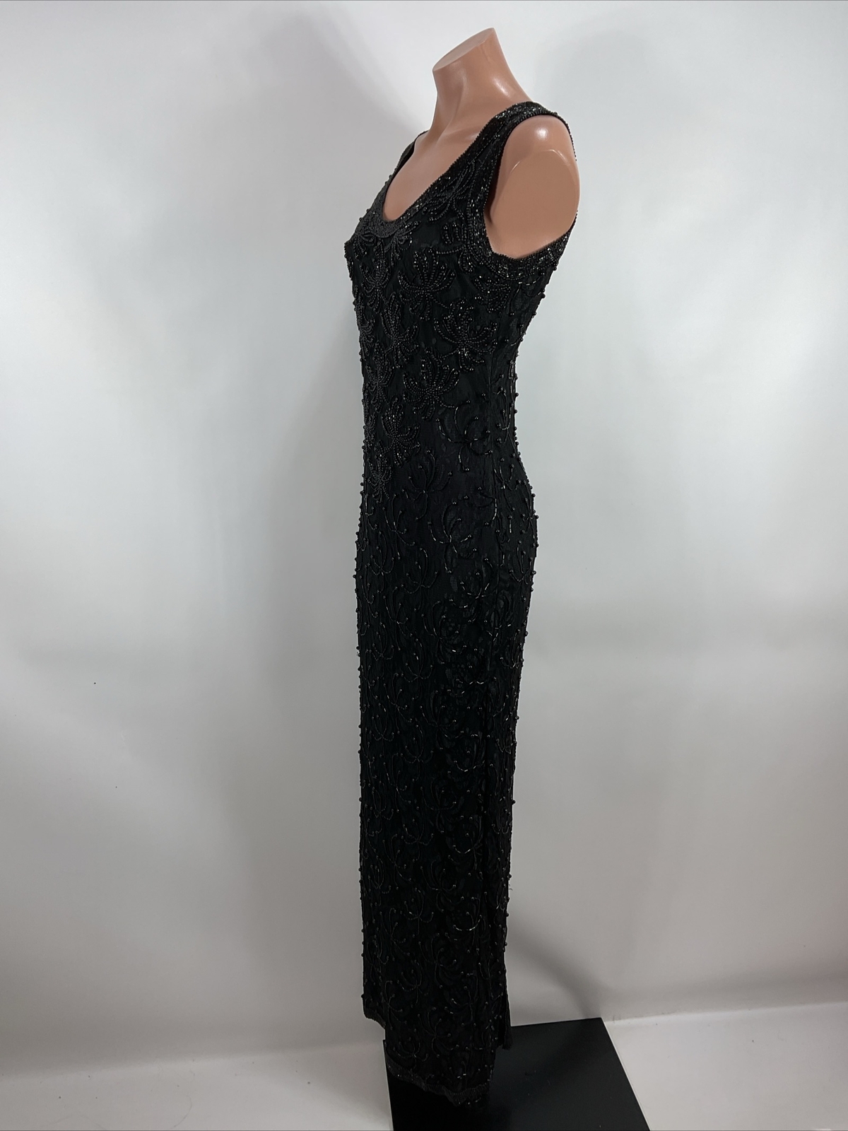 Vintage 90s Carina Dress Suit Sz M Beaded Sequin Sleeveless Evening Gown Set MOB