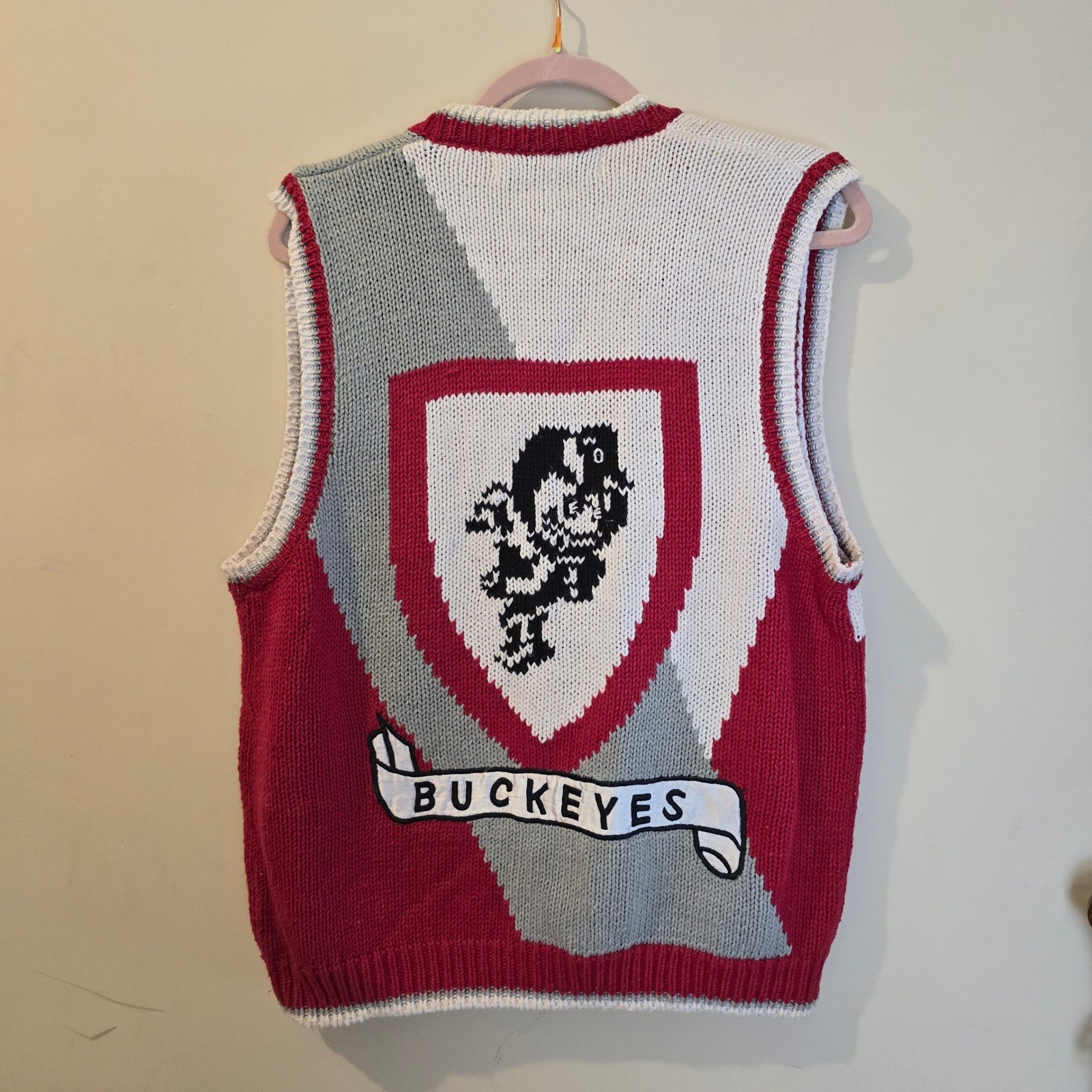 Vintage BellePointe Ohio State Buckeyes Sweater Vest Red Gray White Small NCAA