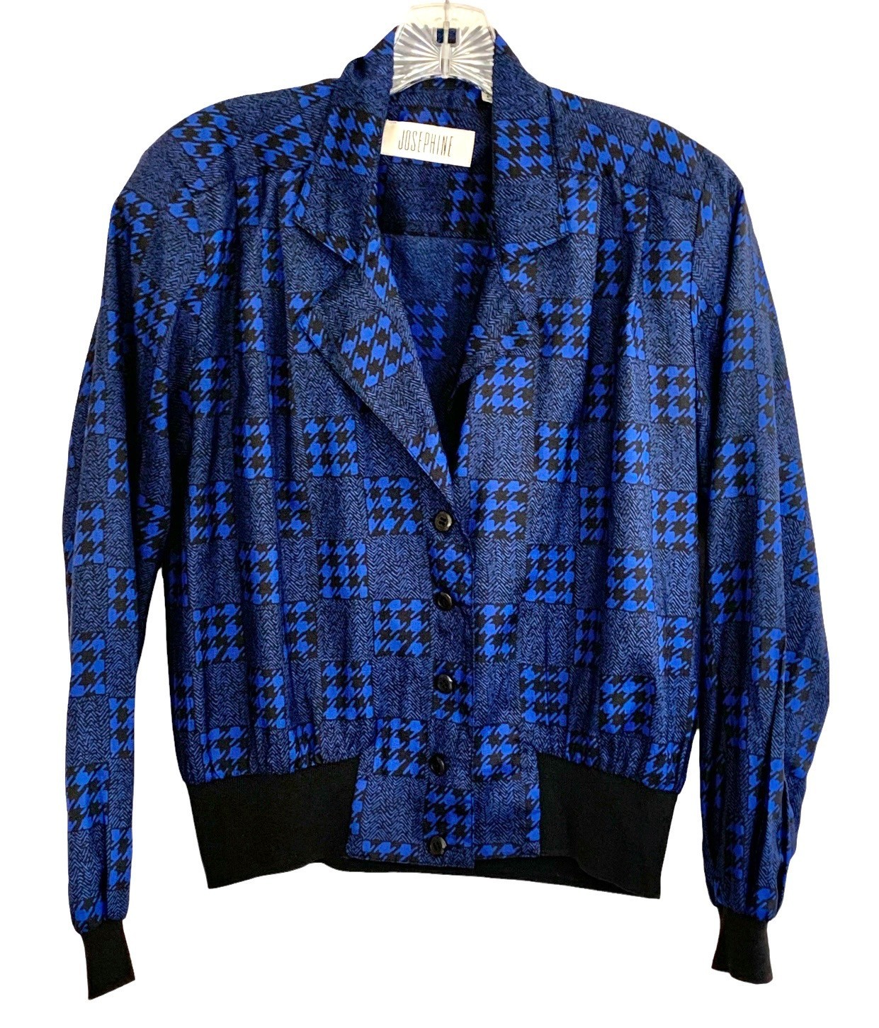 Vintage {JOSEPHINE} Blouse /Shirt/Top Sz. S Blue/Black Check