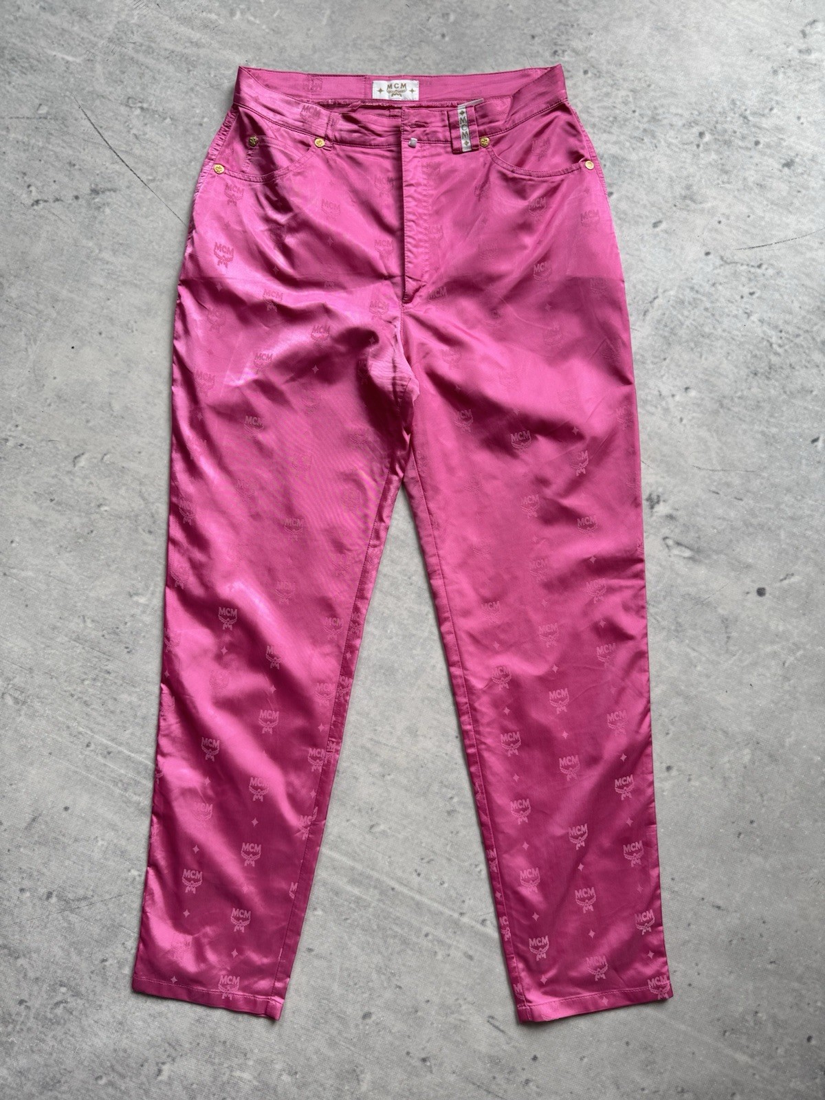 MCM baby Pink Vintage Retro Multilogo Pants Y2K Japanese Style De Luxe