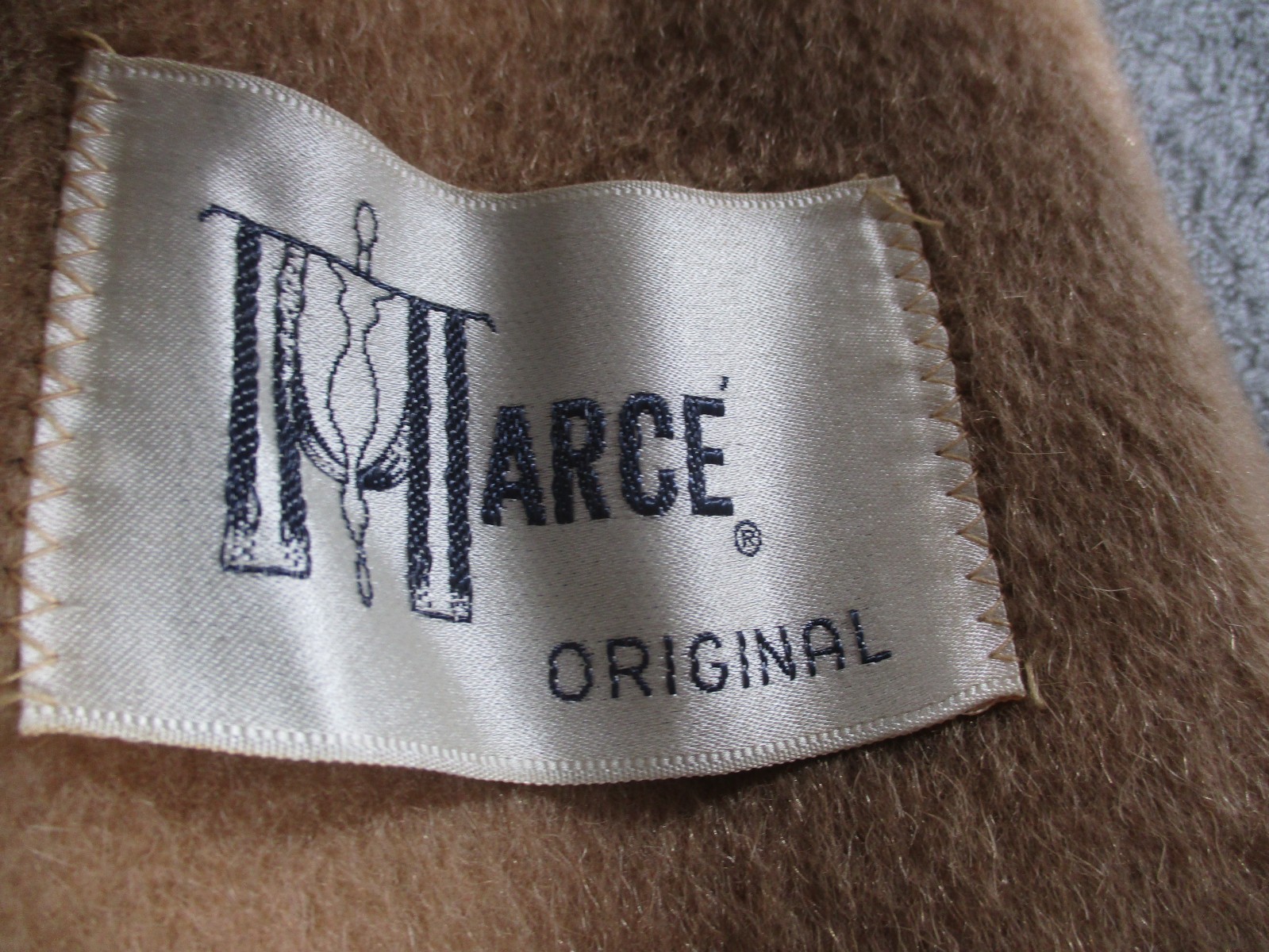 Vintage Marce Original Coat Fur Trim Brown Tan Half Sleeve 60s 50s EUC