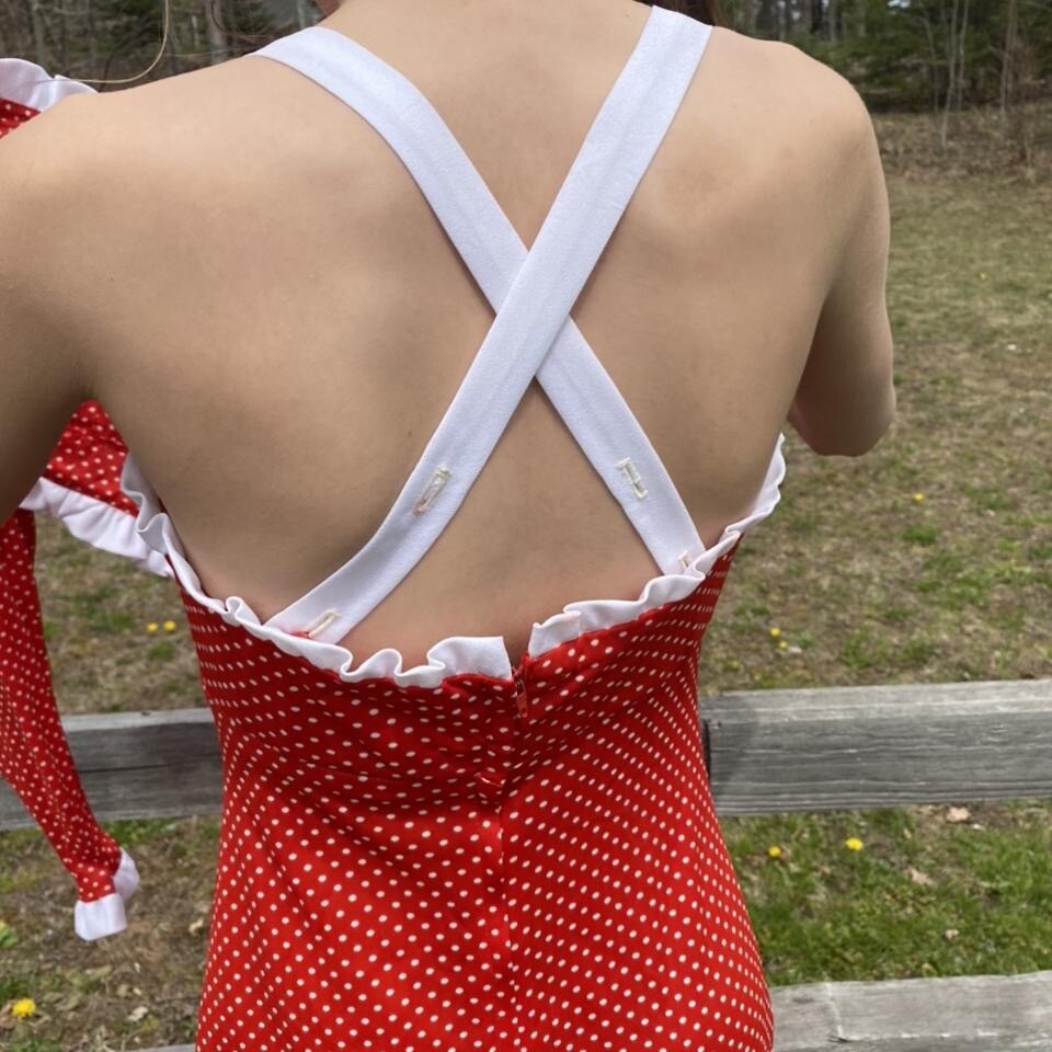 Vintage 70s Red Polka Dot Sundress Set