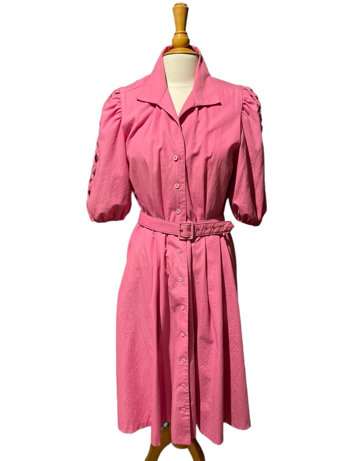WILLI OF CALIFORNIA Size 12 Elastic Waist Puff Sleeve Vintage Midi Dress