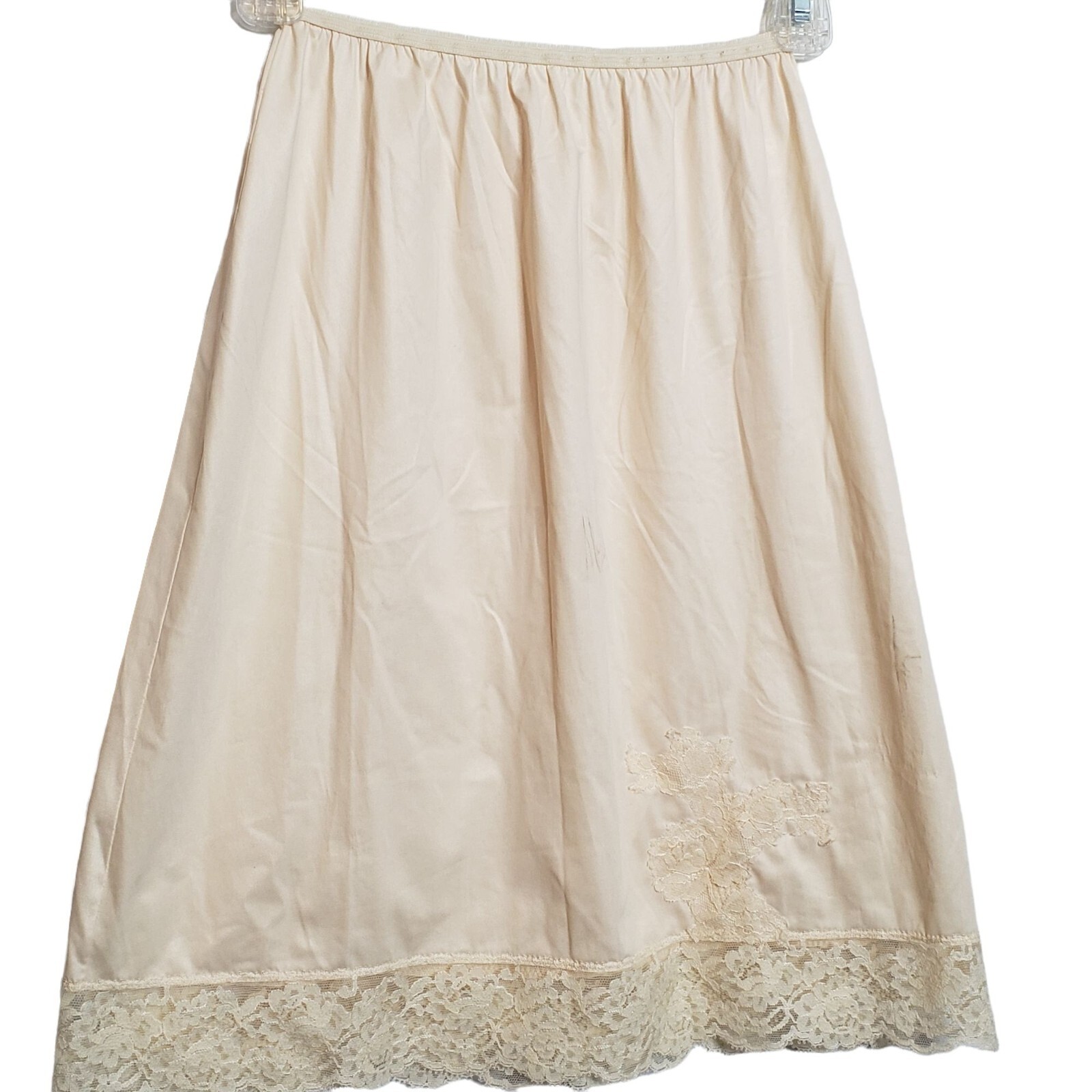 Vintage Hollywood Vasarette Half Slip Cream Size Small Lace Trim