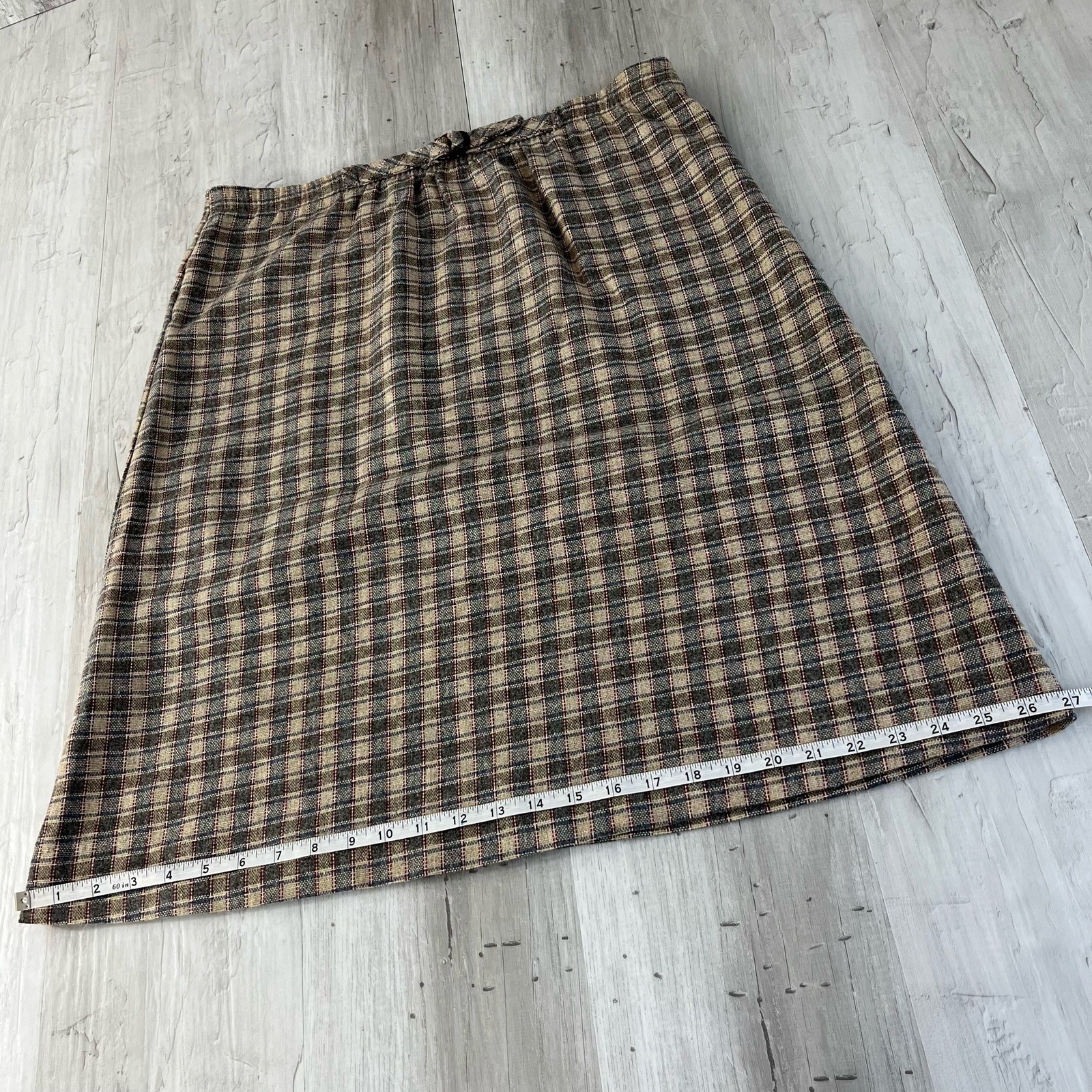 Vintage Hunter Sportswear Plaid A-Line High Waist Knee Length Preppy Skirt