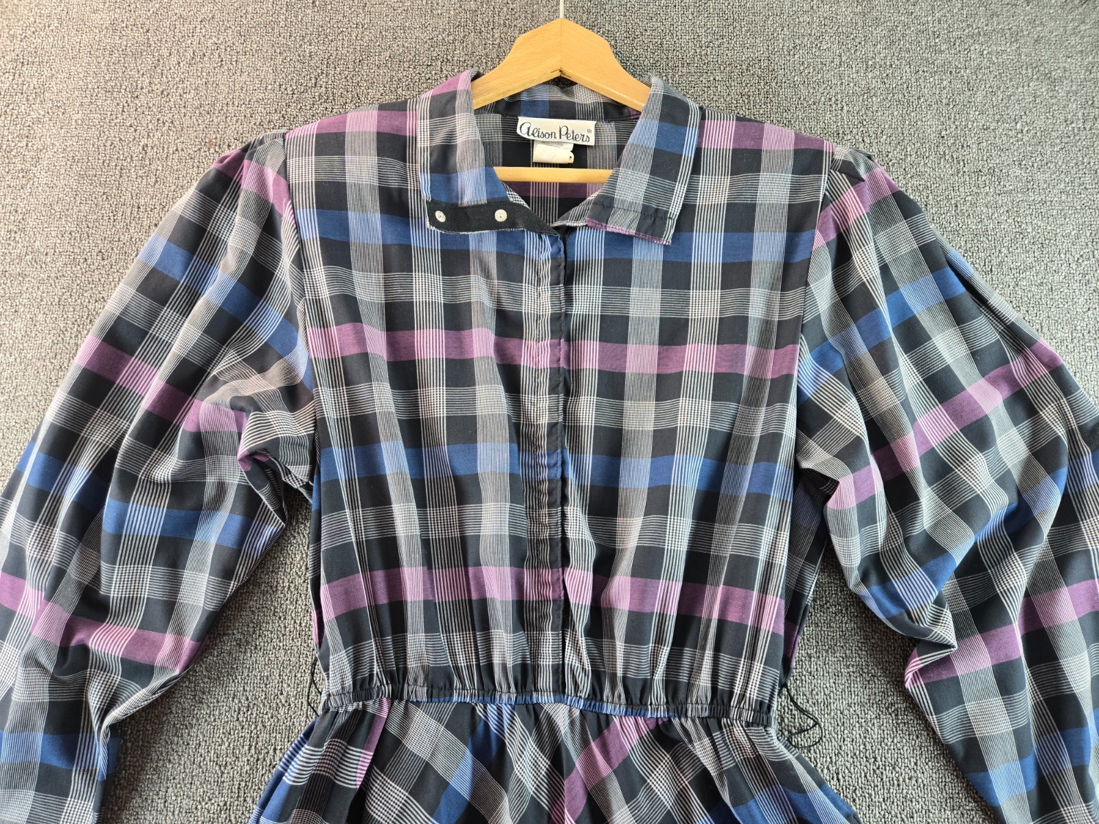 Alison Peters Plaid Swing Dress Size 14 Vintage Tartan Plaid