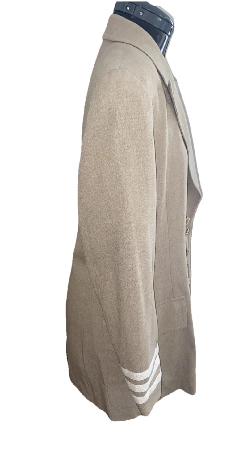 Mondi Vtg Beige Blazer Suit Jacket Military Safari Uniform Womens EU40 US8 Wool