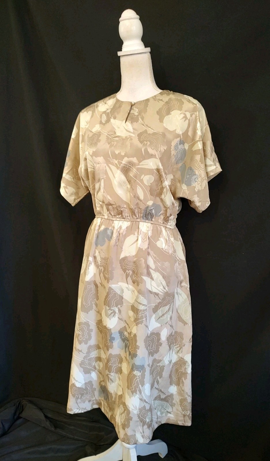 80s Vintage Dress Pellini Petites by Von Branlett Silky Poly Floral Office 7/8 P
