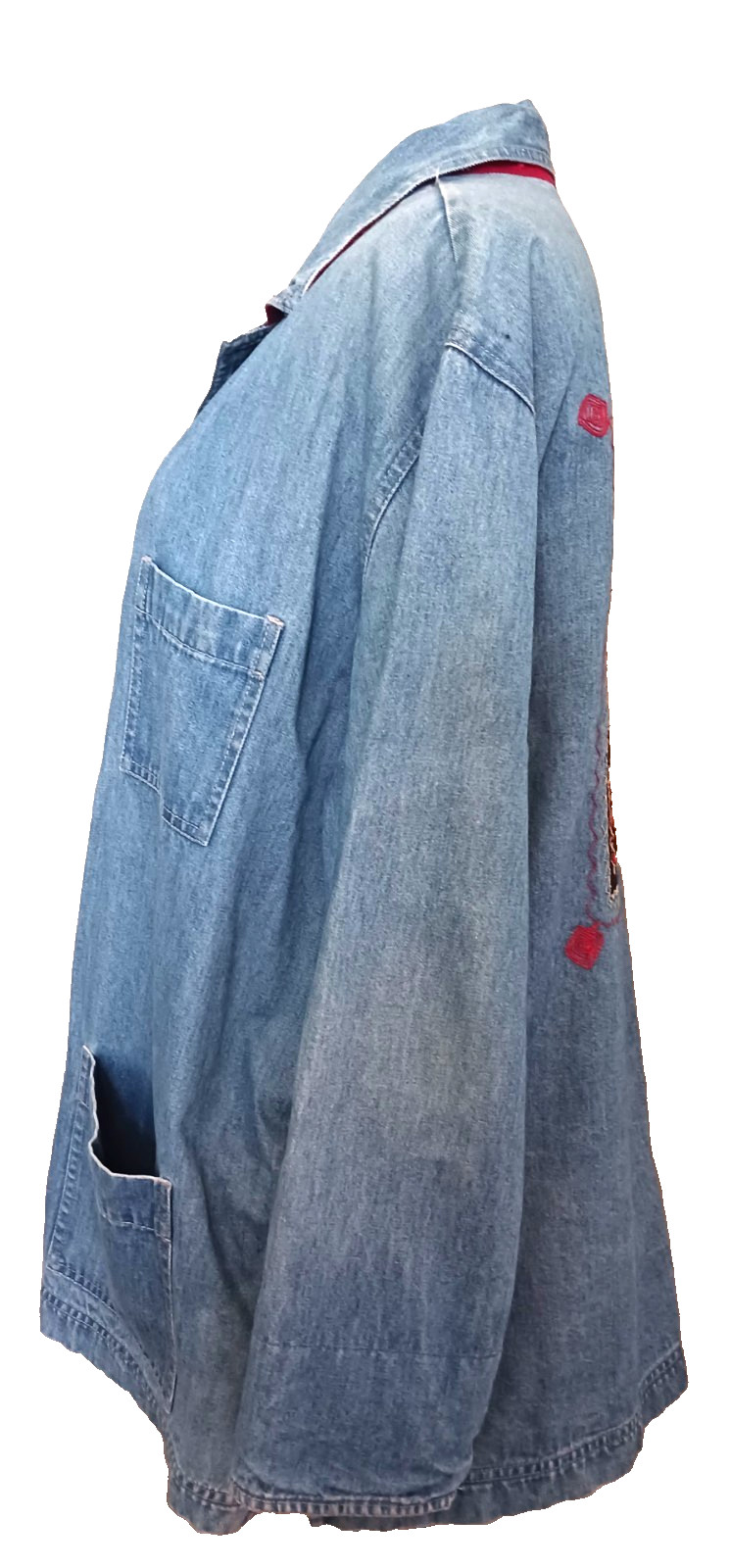 VTG Denim Jacket/Shirt Women’s Plus Size Tribal Slitweave Embroidery Ethnic Boho