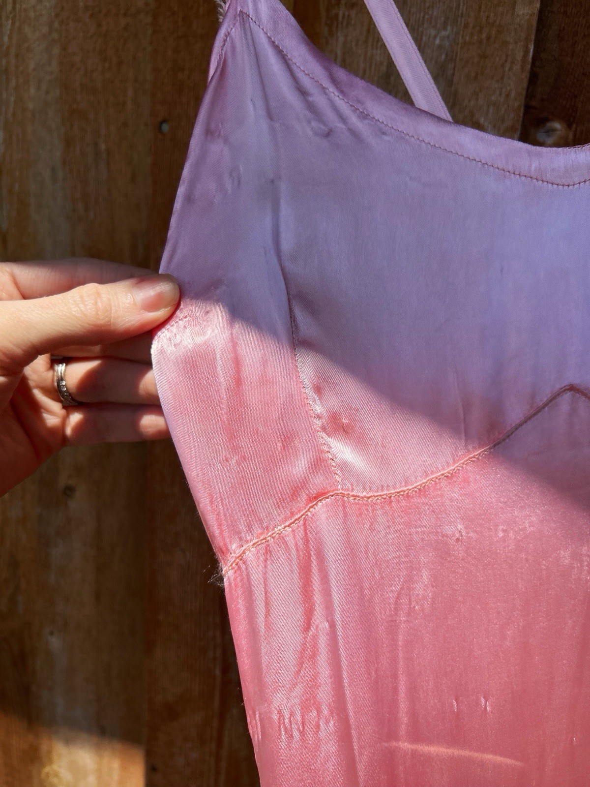 Vintage 1940s Bias Cut Nightgown Pink Satin (Silk/Rayon?) – Please Read