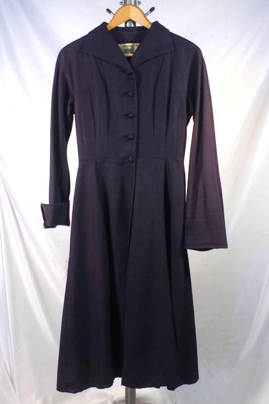 Vintage 1940s-50s I. Magnin & Co. Ranleigh Fashions Navy Blue Dress