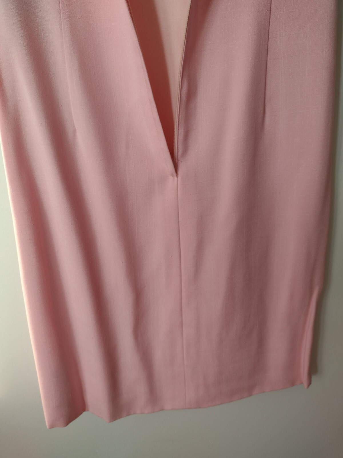 Vintage 1960s Linen scalloped detail cocktail dress and coat w/ massive bow EUC