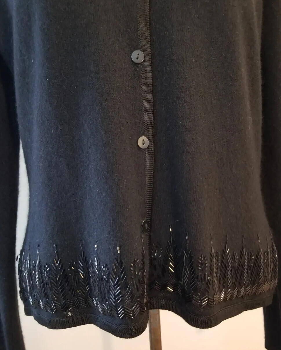 HAROLDS VINTAGE INSPIRED BLACK BEADED SWEATER ANGORA LAMBSWOOL BLEND B=37