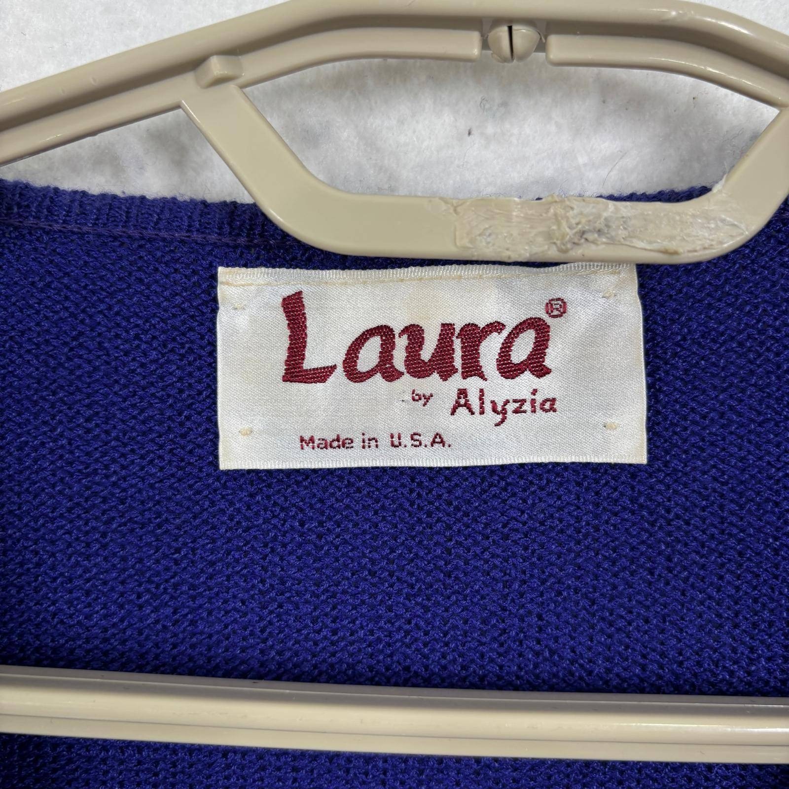 Vintage Laura by Alyzia Royal Blue Knit Cardigan Pants Set 18 Classic Old Money