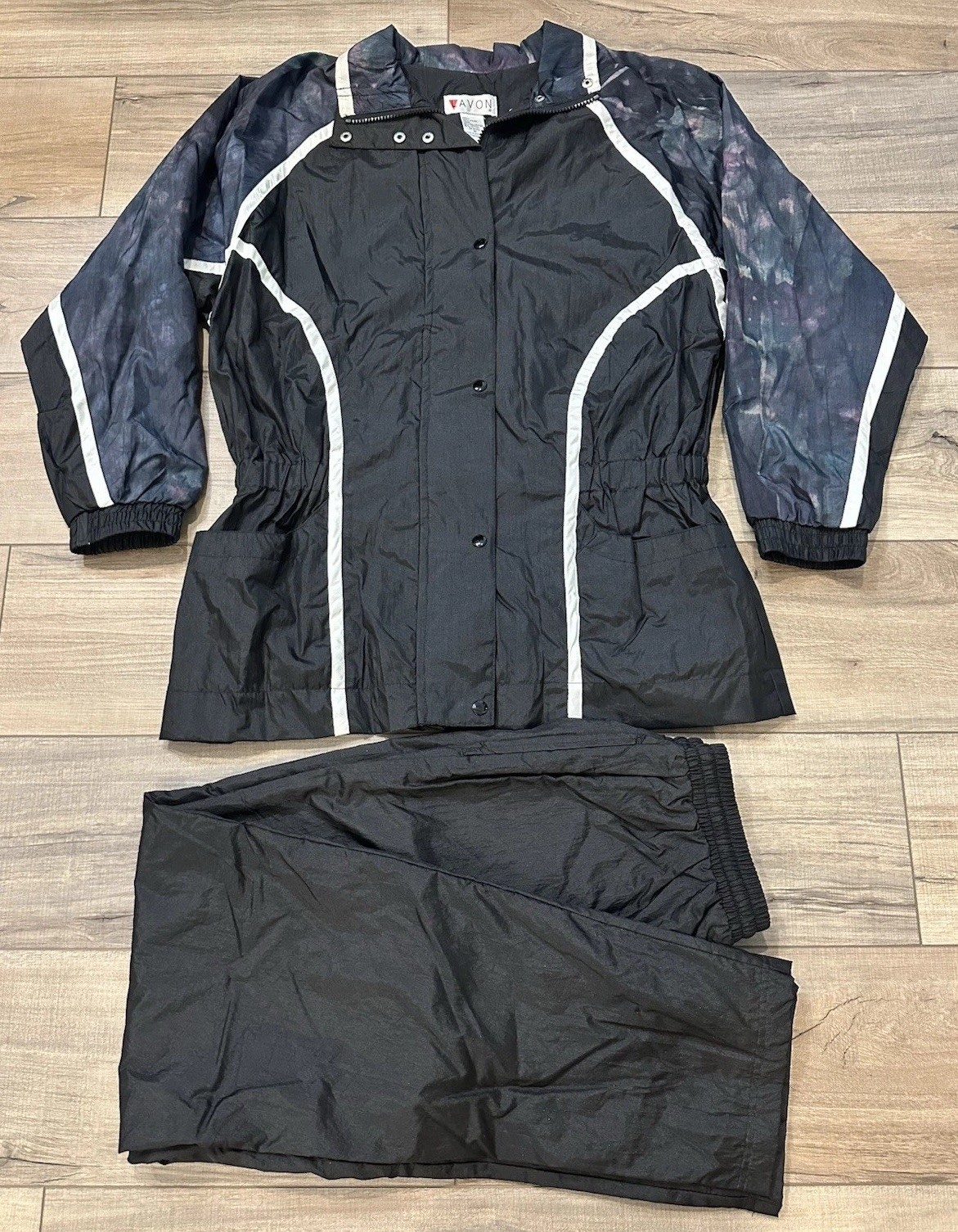 VTG 90s Lavon Windbreaker Tracksuit Set Womens Medium Black Hong Kong