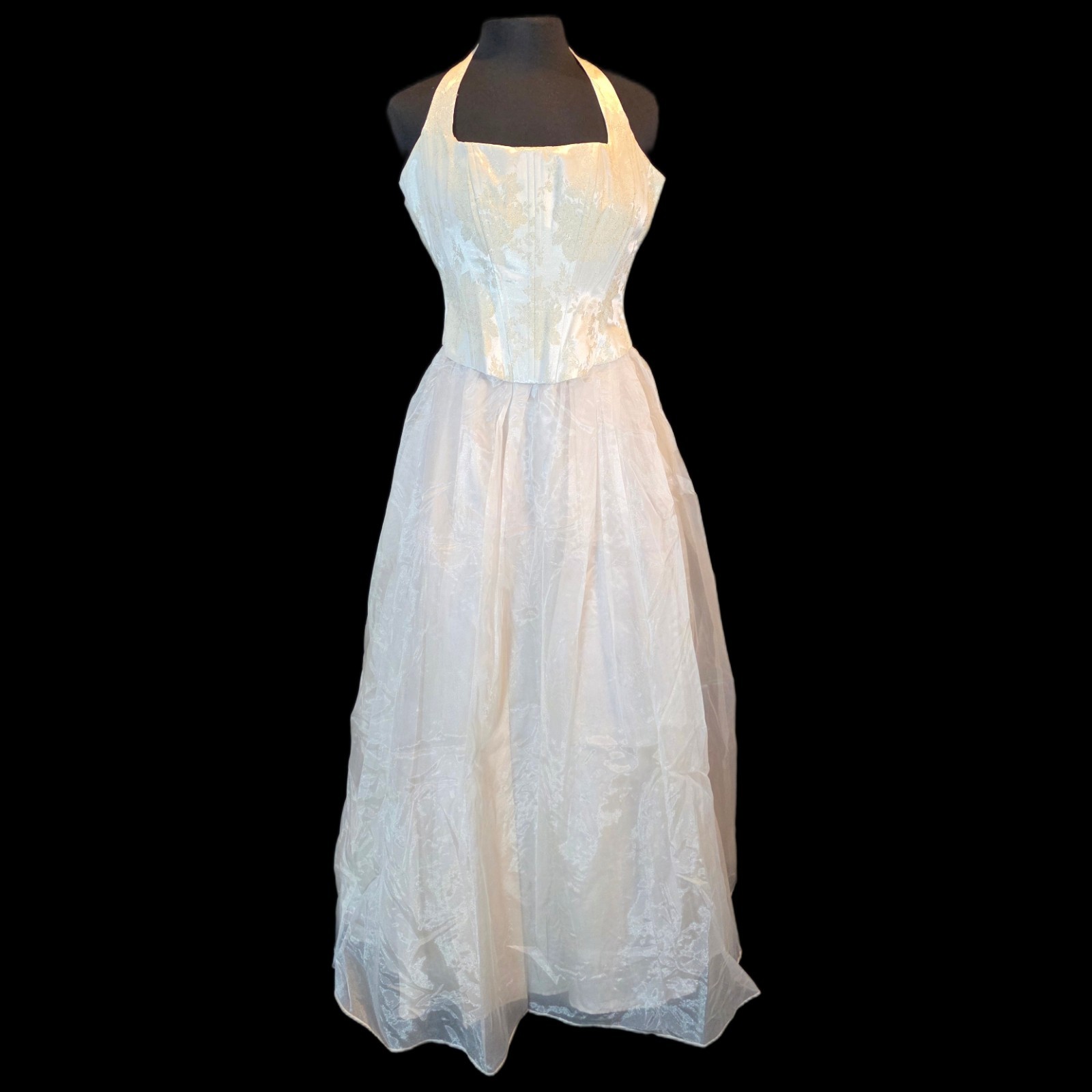Vintage 90s Cream Halter Dress