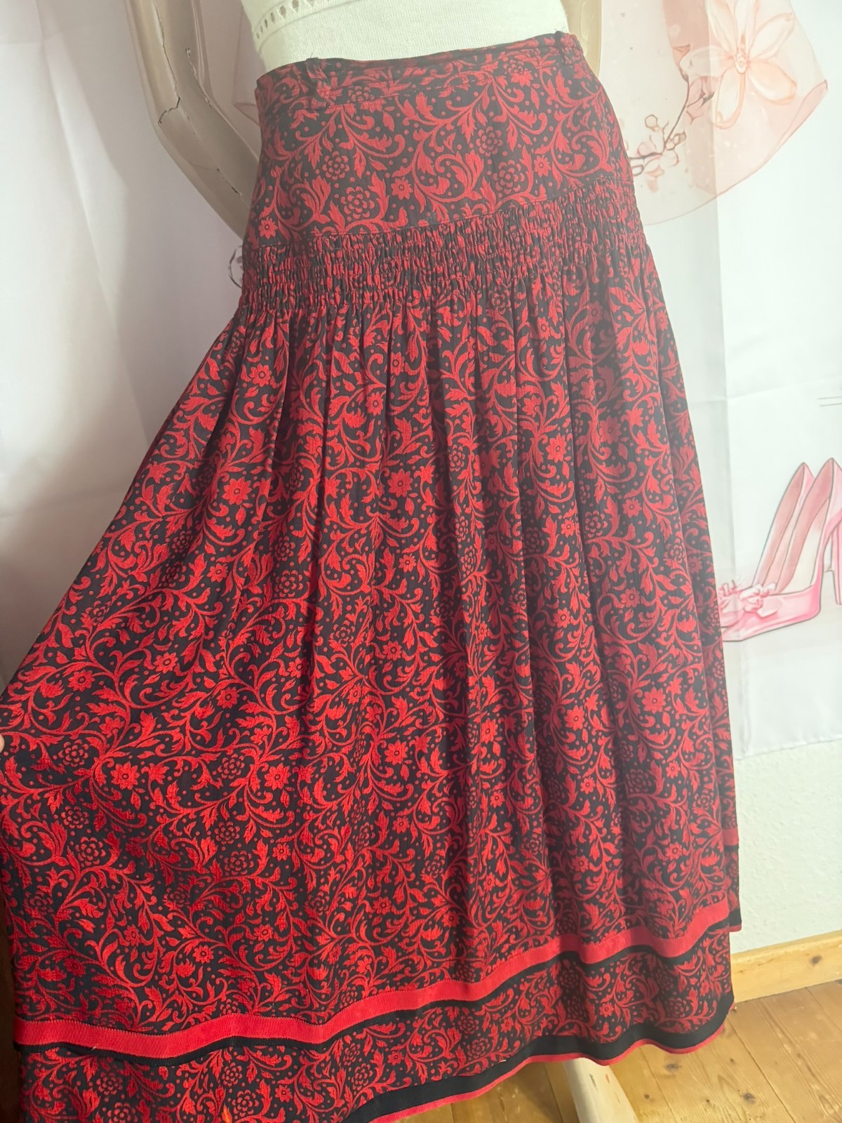 80s designer maxi skirt Franz Haushofer Miss Antonette vintage brocade size 36 38