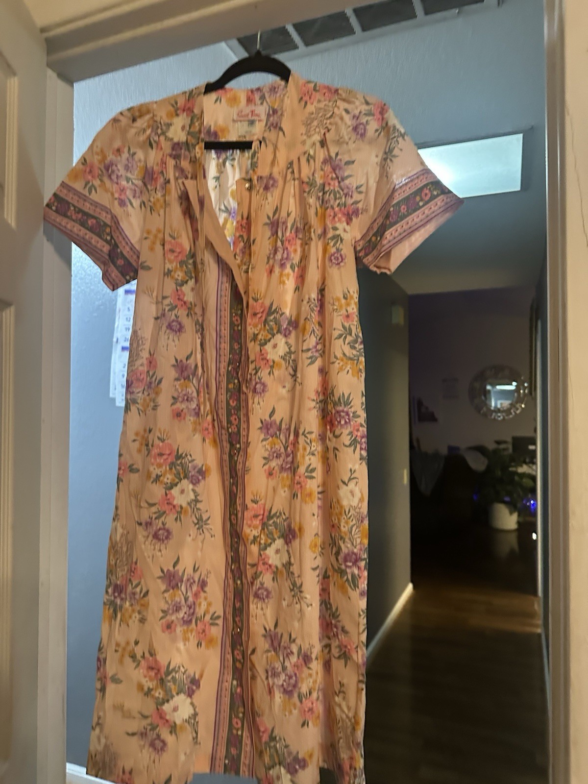 Vintage Smart Time House Dress Womens Sz S Petite Snap Front Made In USA