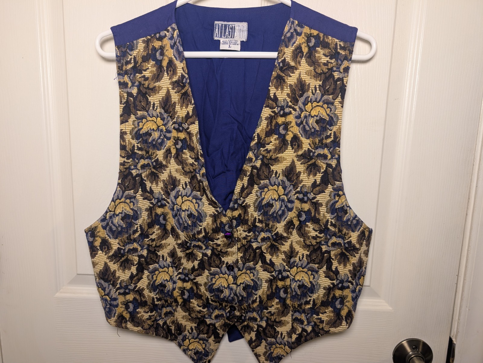 Floral VTG Tapestry Button Front Vest Women’s Large Grannycore 90s Retro Cowgirl