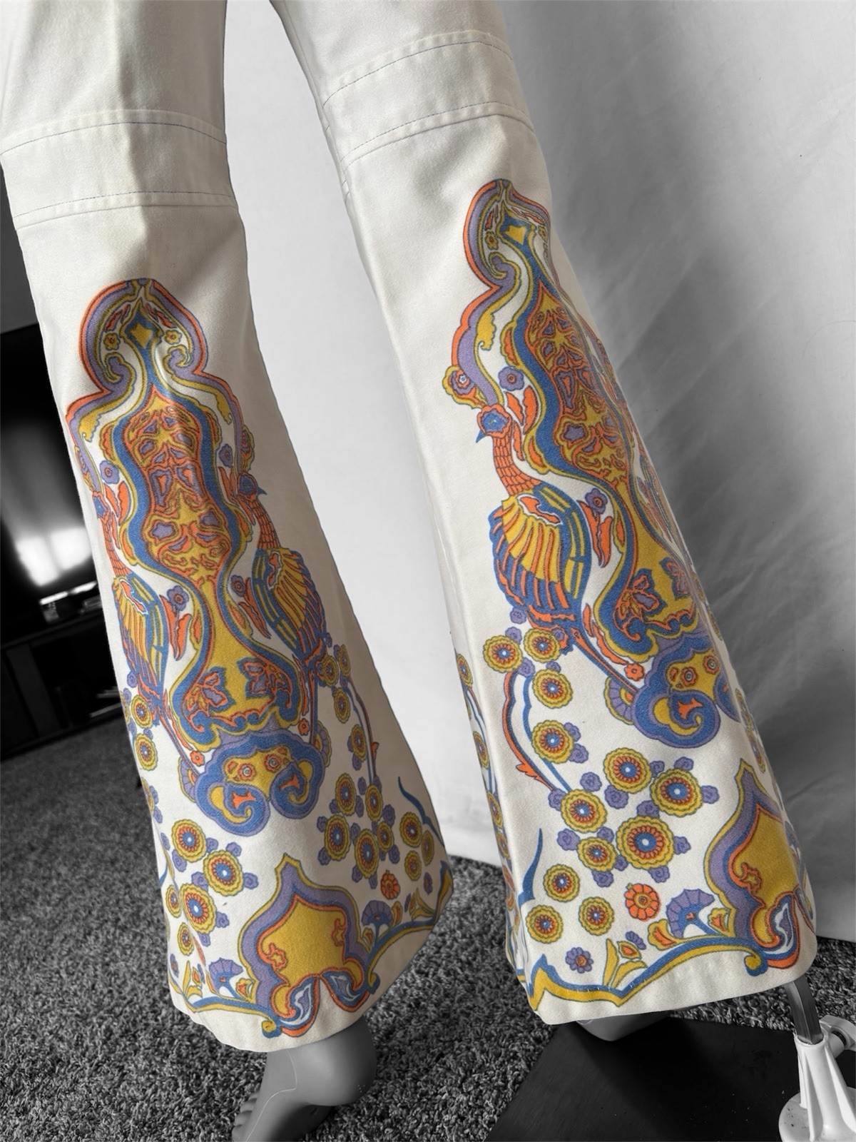 1960s Psychedelic peacock Bell Bottoms Counterculture Museum Haight-Ashbury vtg