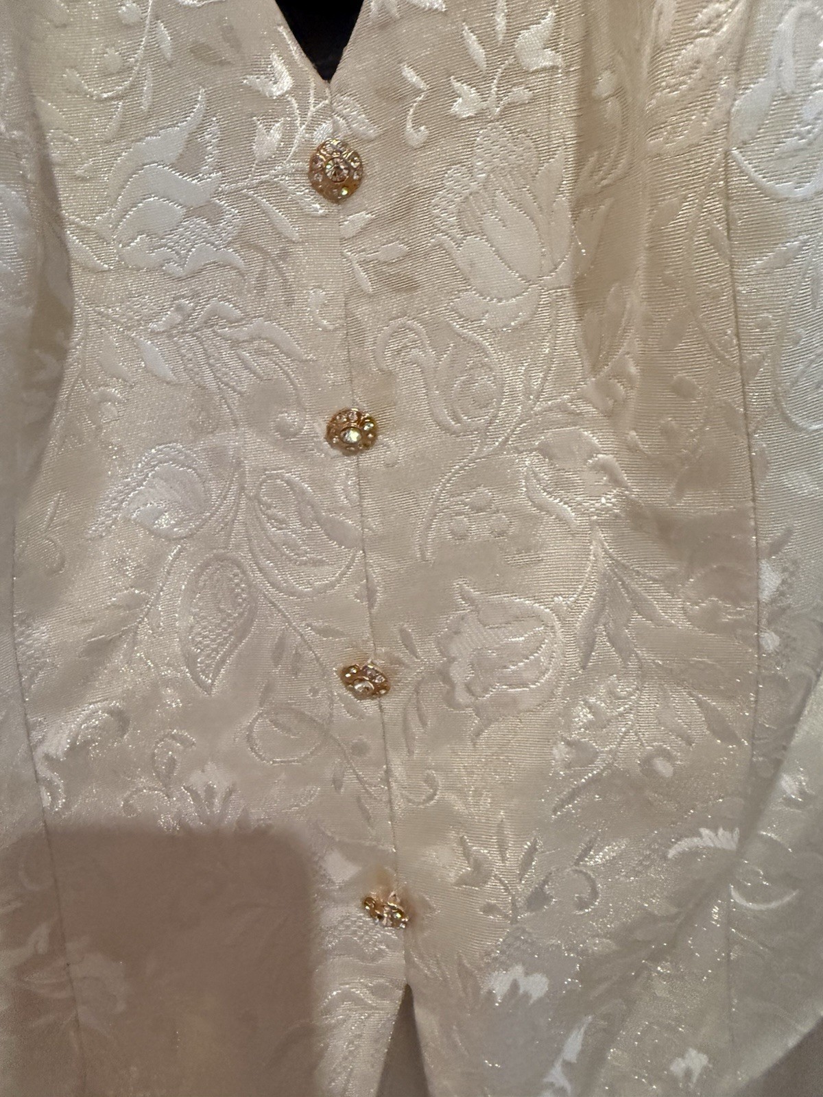 Vintage Cachet Ivory Gown 12 Formal Dress Long Maxi Brocade Top w/ Chiffon Skirt