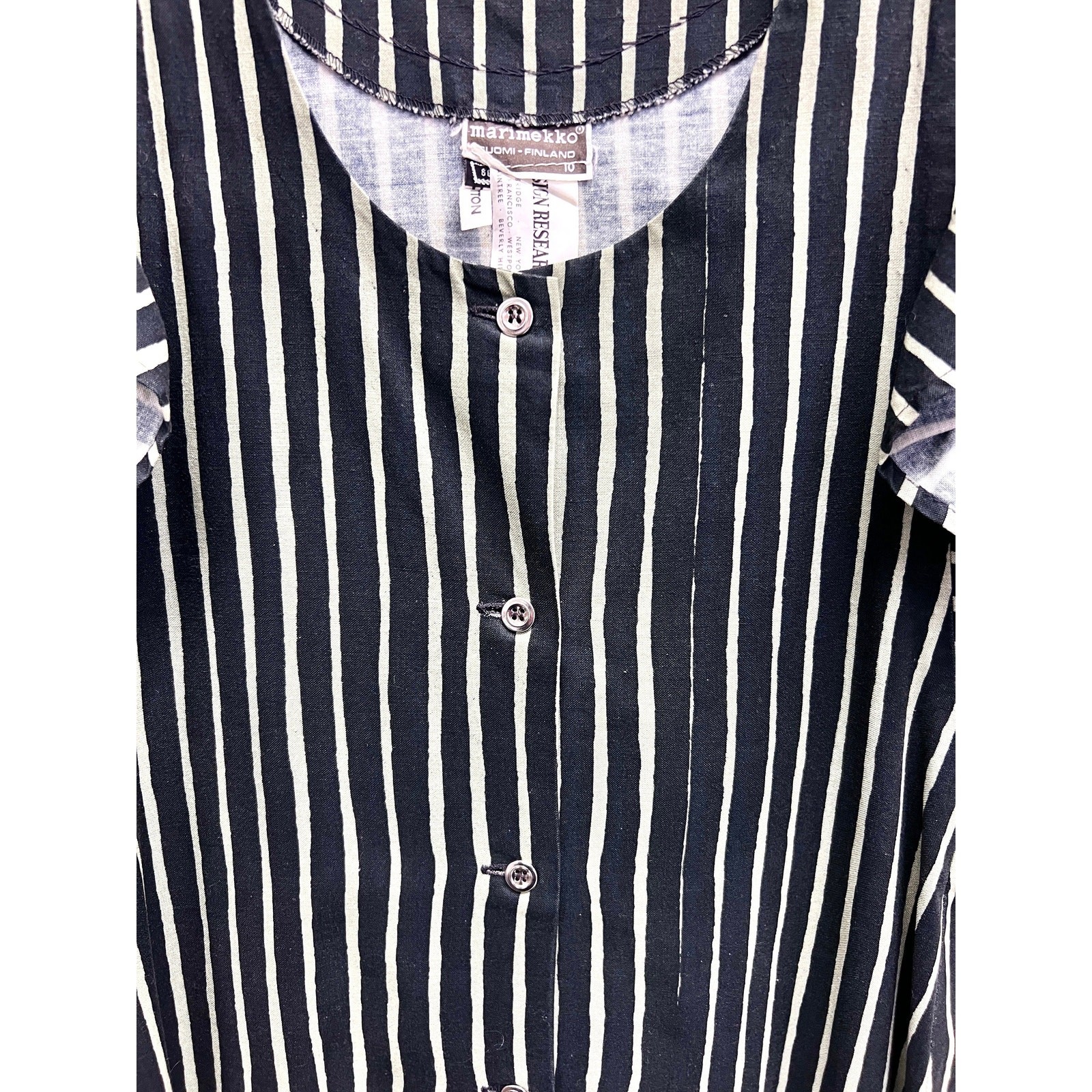 VTG 70s Marimekko Piccolo Stripe Jokapoika Dress Green Black Stripe Dress 38/10