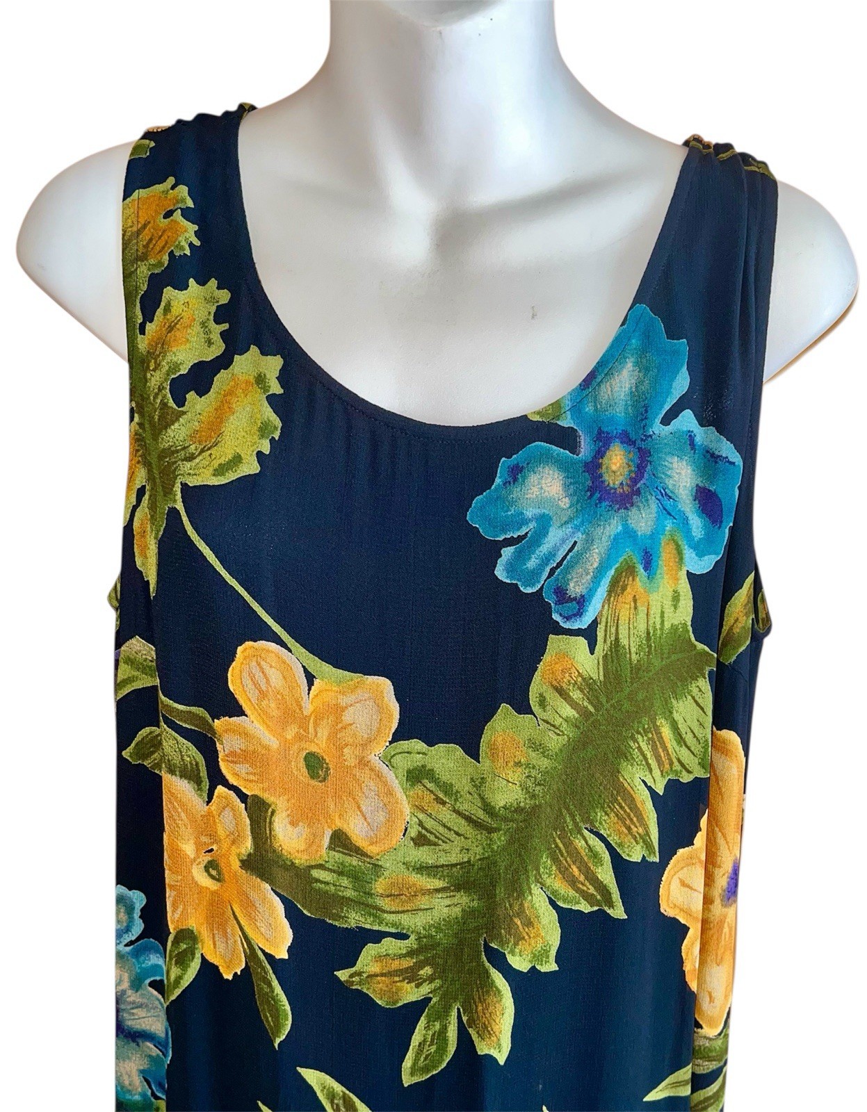 Vtg Chico’s Design Floral Sleeveless Resort Maxi Vacation Shift Party Dress S