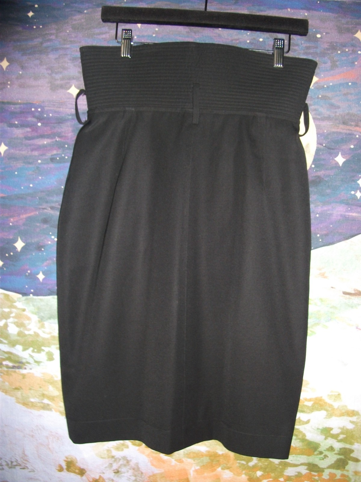 Vintage Claude Montana Paris Wool Skirt 1980s Black Made in Italy Lined