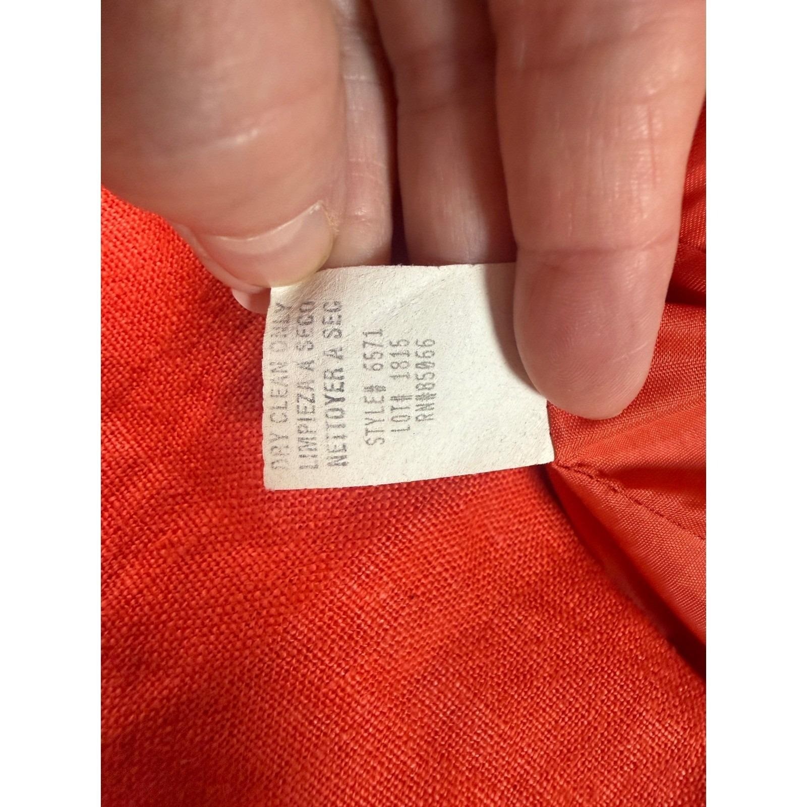 Oberon New York Vintage Red Linen Button Front Shift Dress Mandarin Collar 8