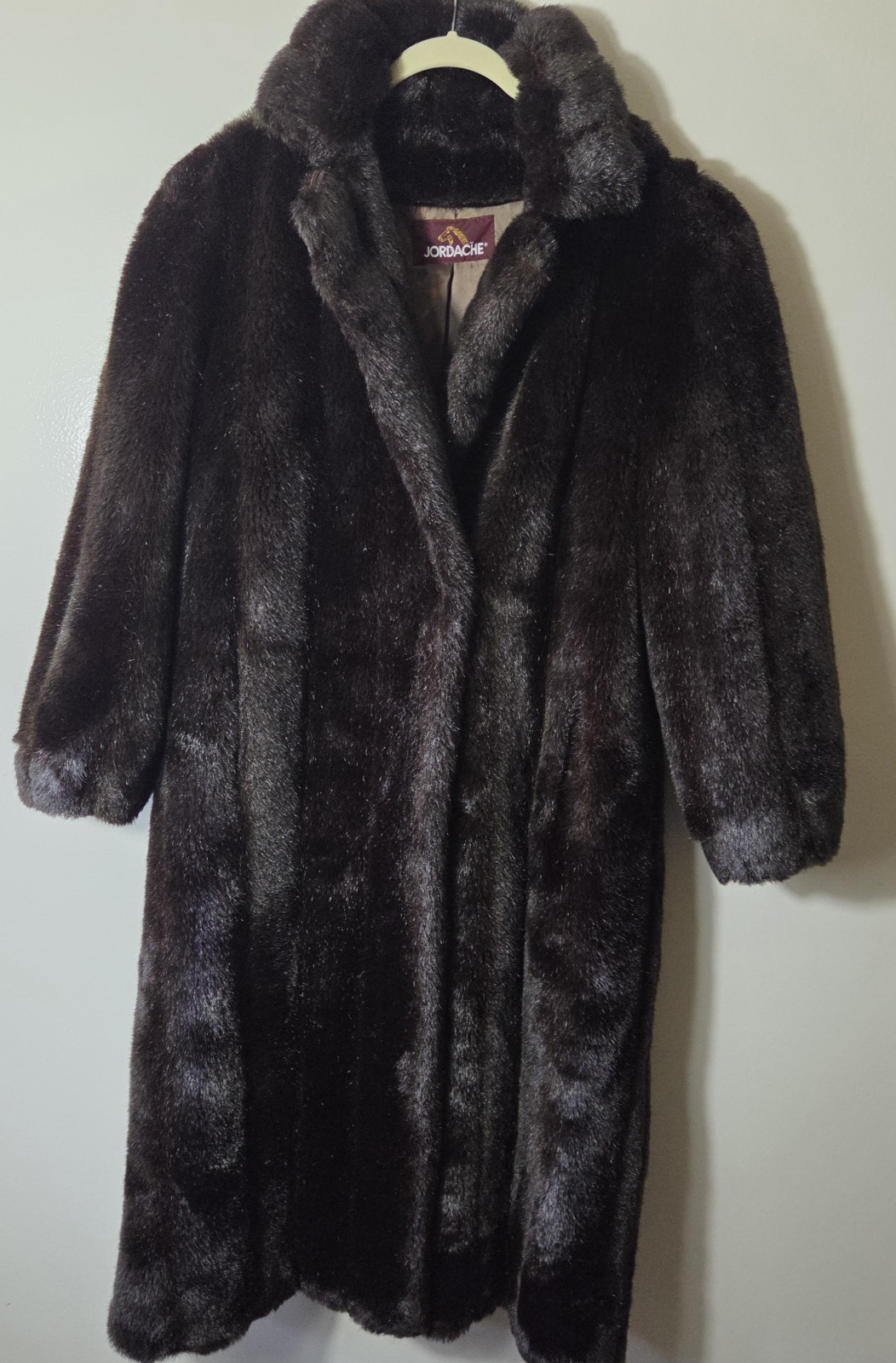 Vintage 1980s Jordache Faux Fur Coat Juniors 13 14 Brown Lined Made in the USA