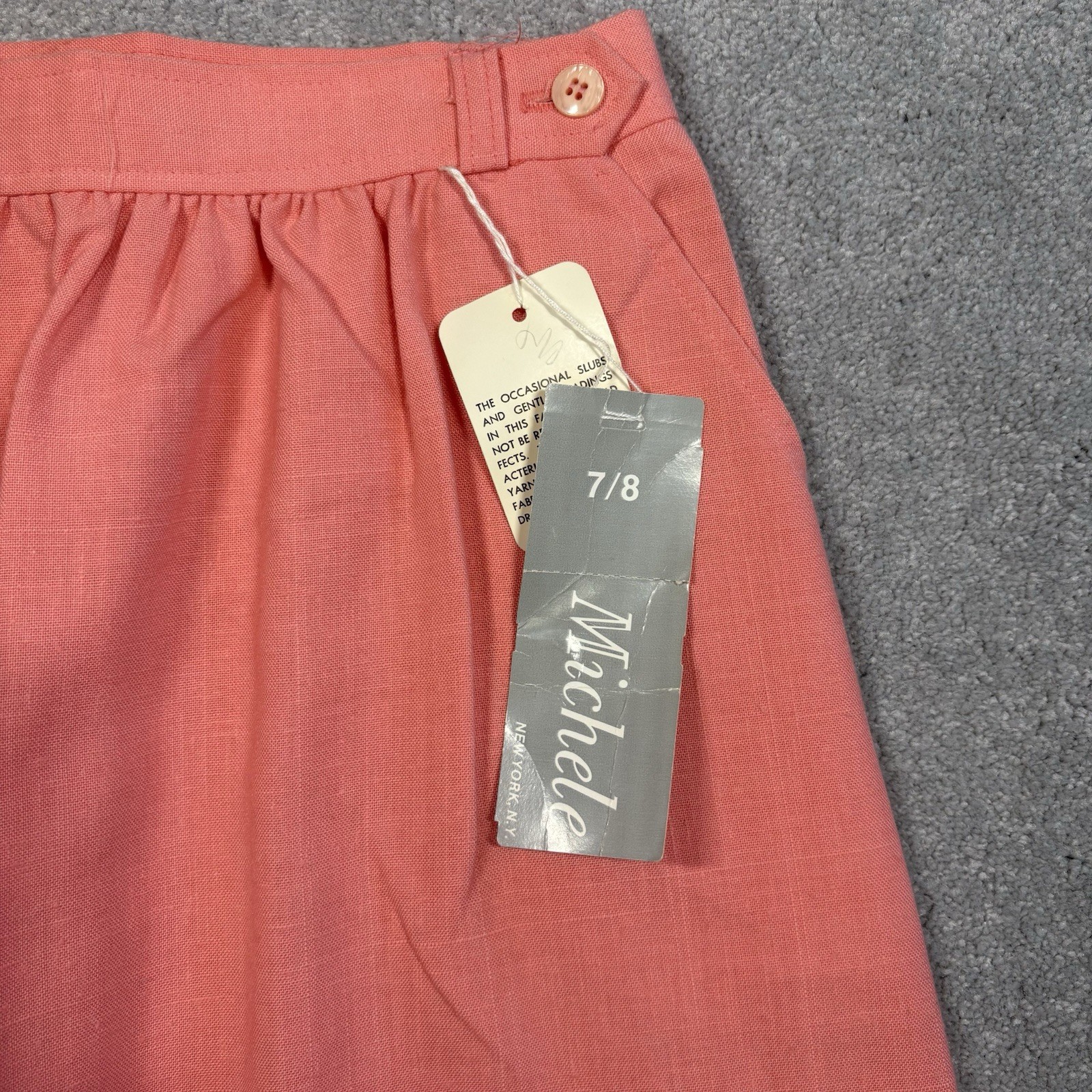 70s Michele NY Coral Pink Skirt Size 7/8 Union Made NOS Deadstock USA Vintage