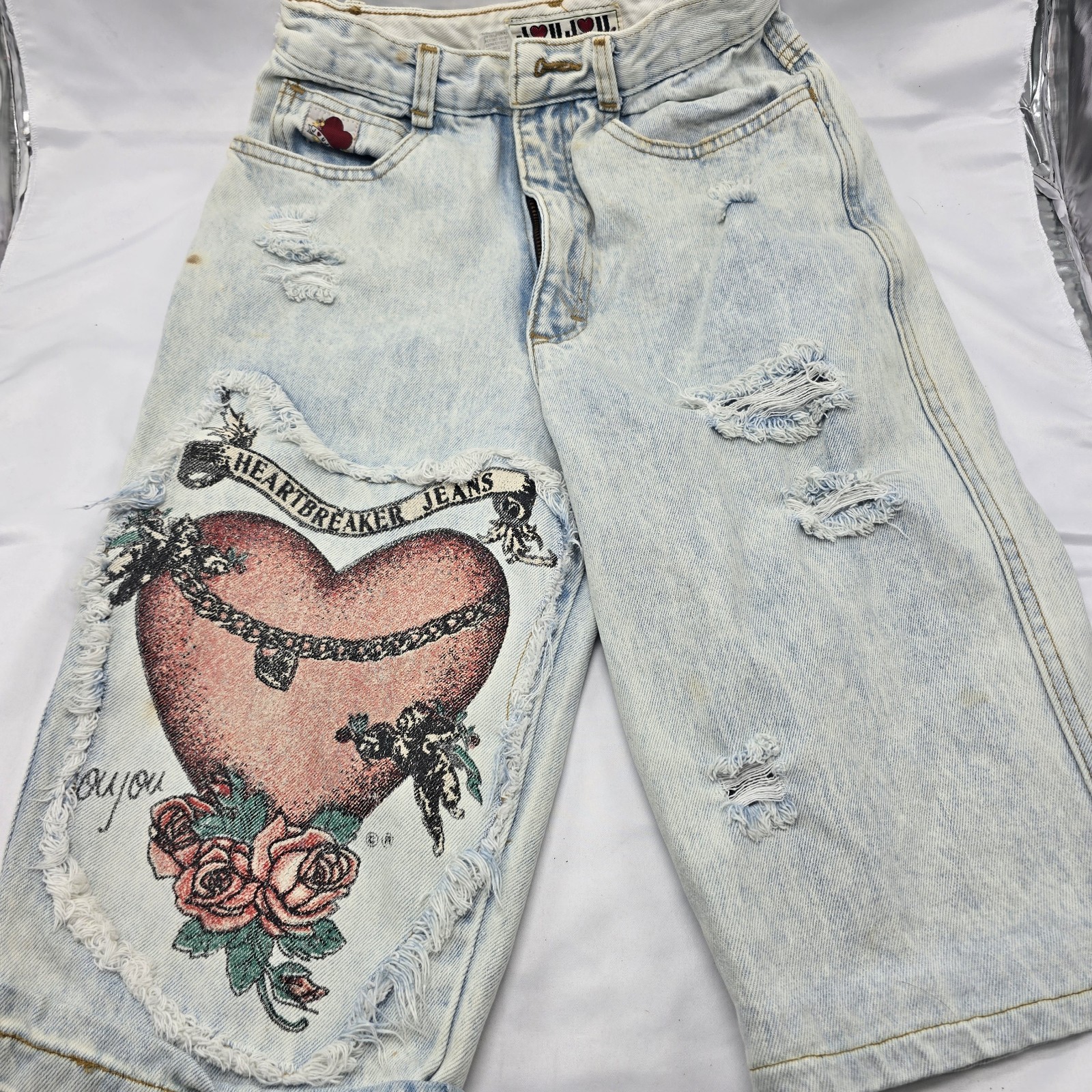 VTG 80’s Heartbreaker JOU JOU Acid Wash Distressed Denim Shorts Women Size 7/8