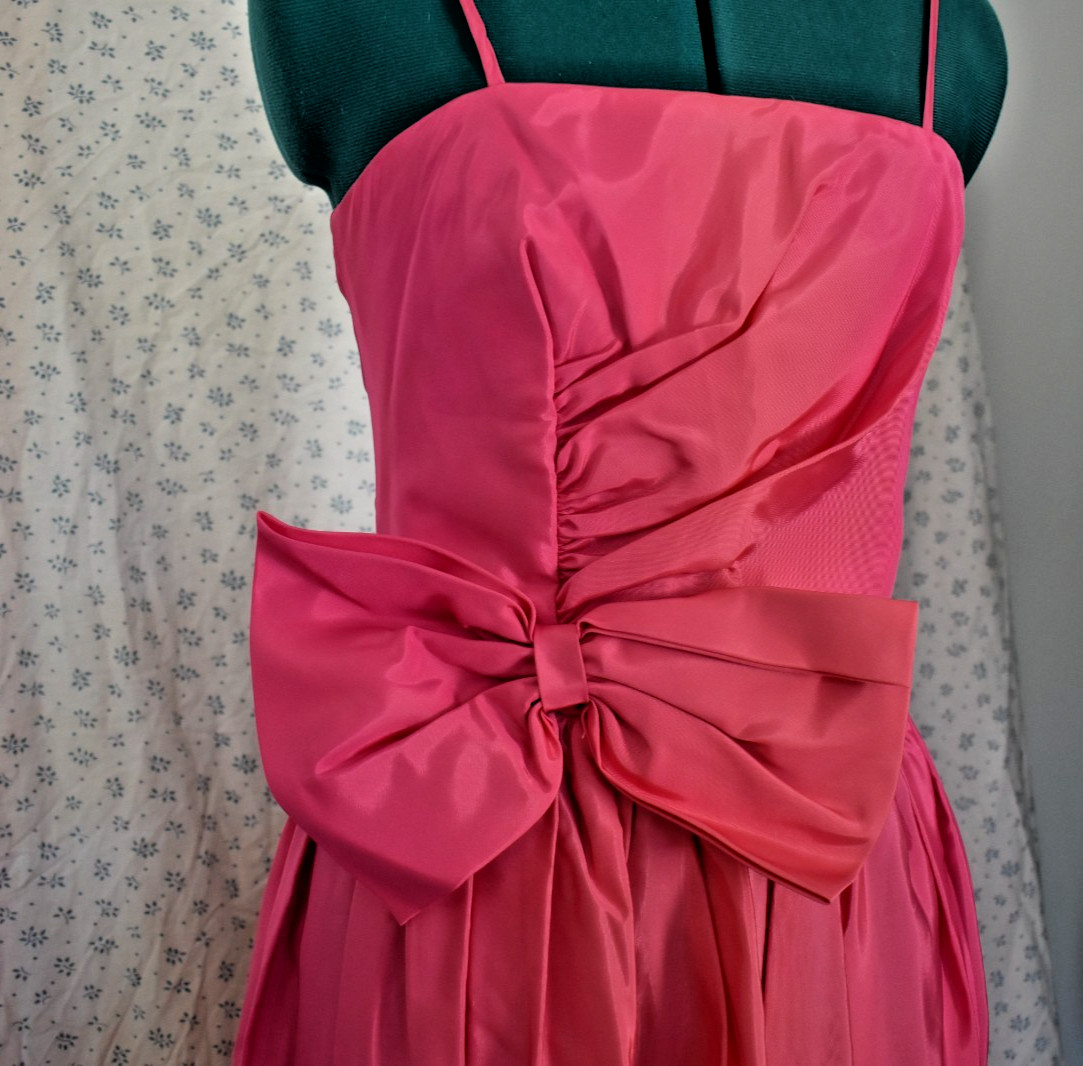 JCPenny Vintage Juniors 9 Hot Pink Long Prom Party Dress Taffeta Floor Length