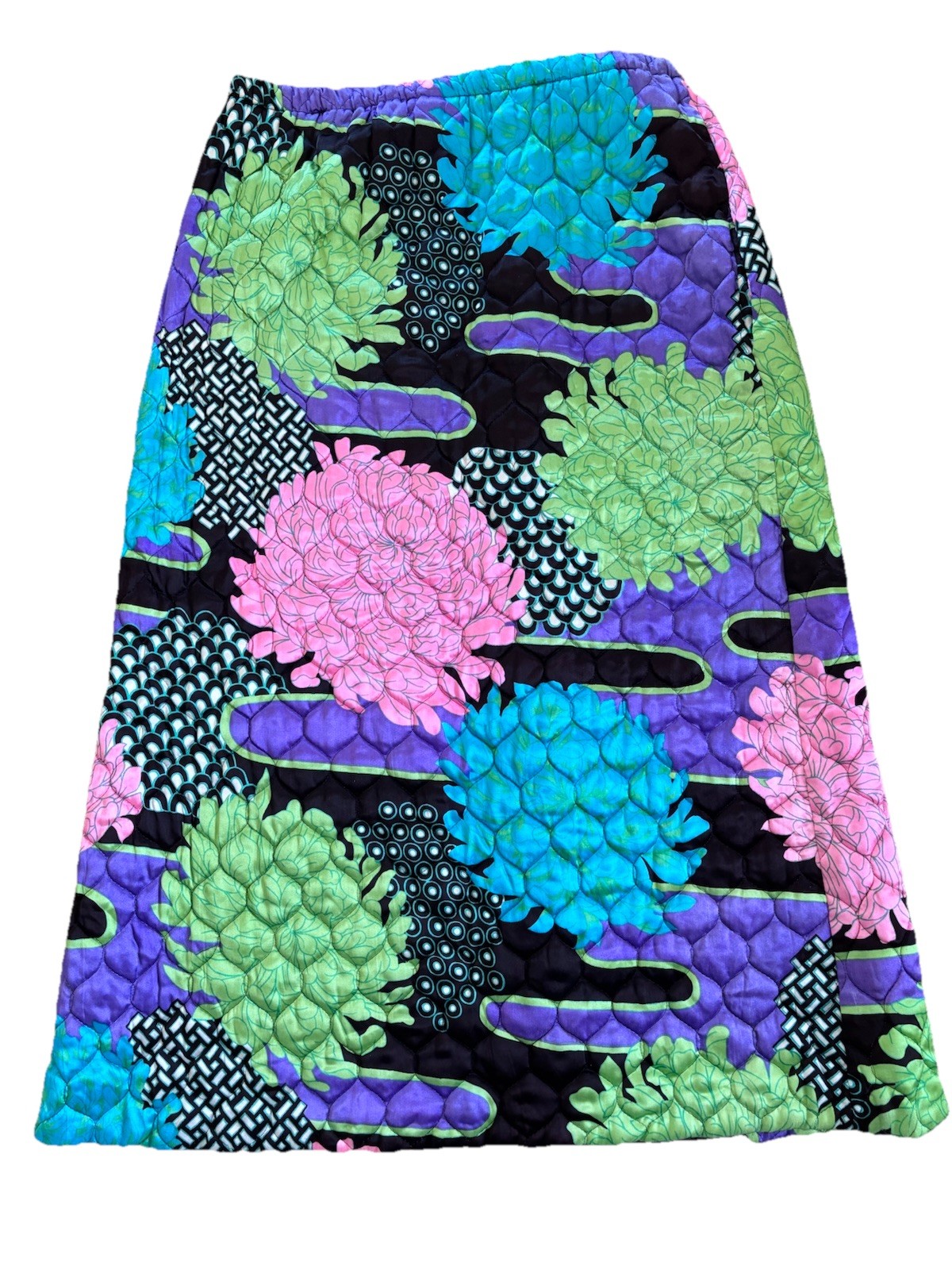 quilted 1970s maxi skirt 36” waist Colorful Floral JCPenny Large