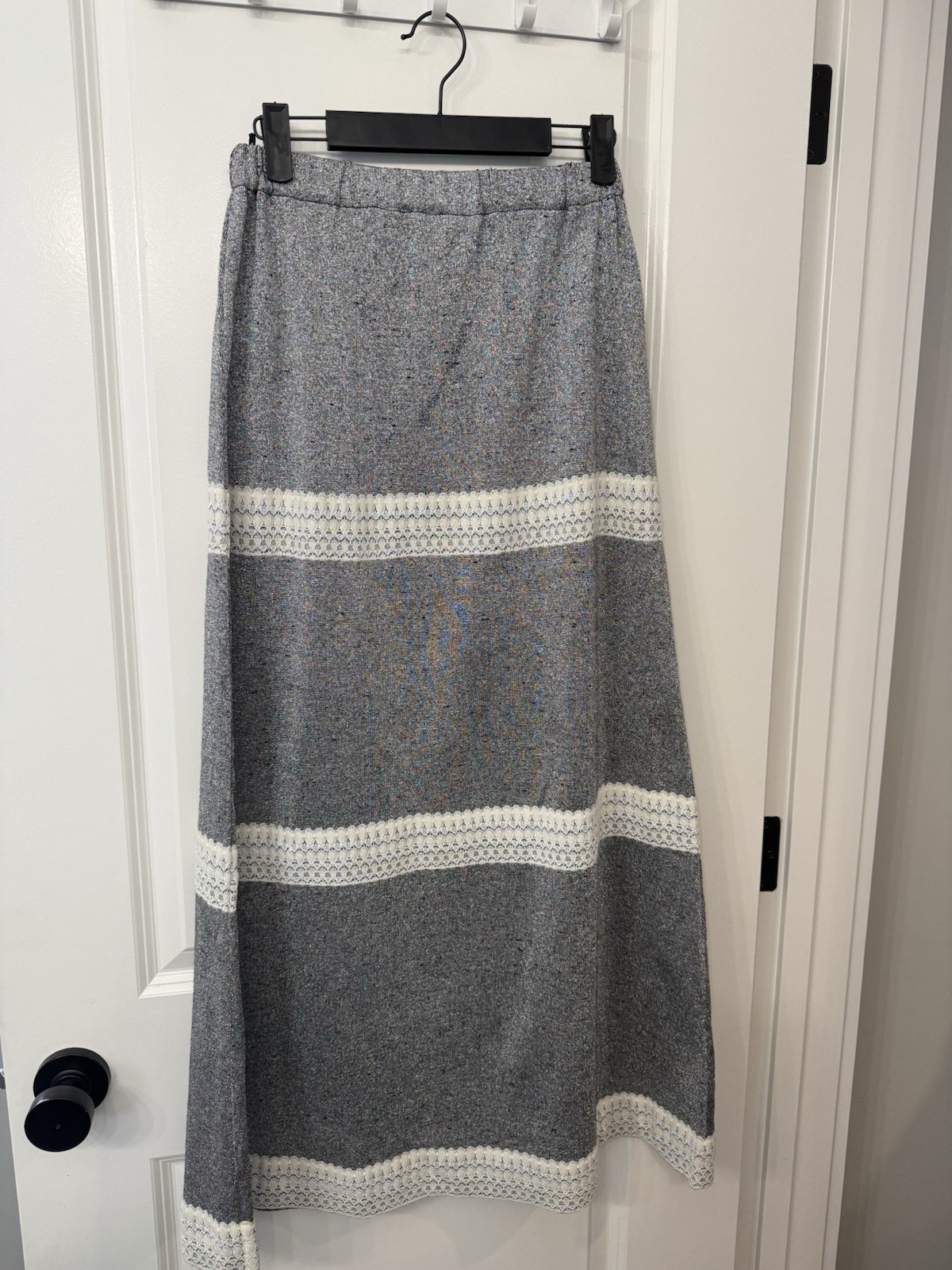 Rare Vintage 70s WENJILLI Crop Top and Maxi Skirt 70s Metallic Lurex Knit Set
