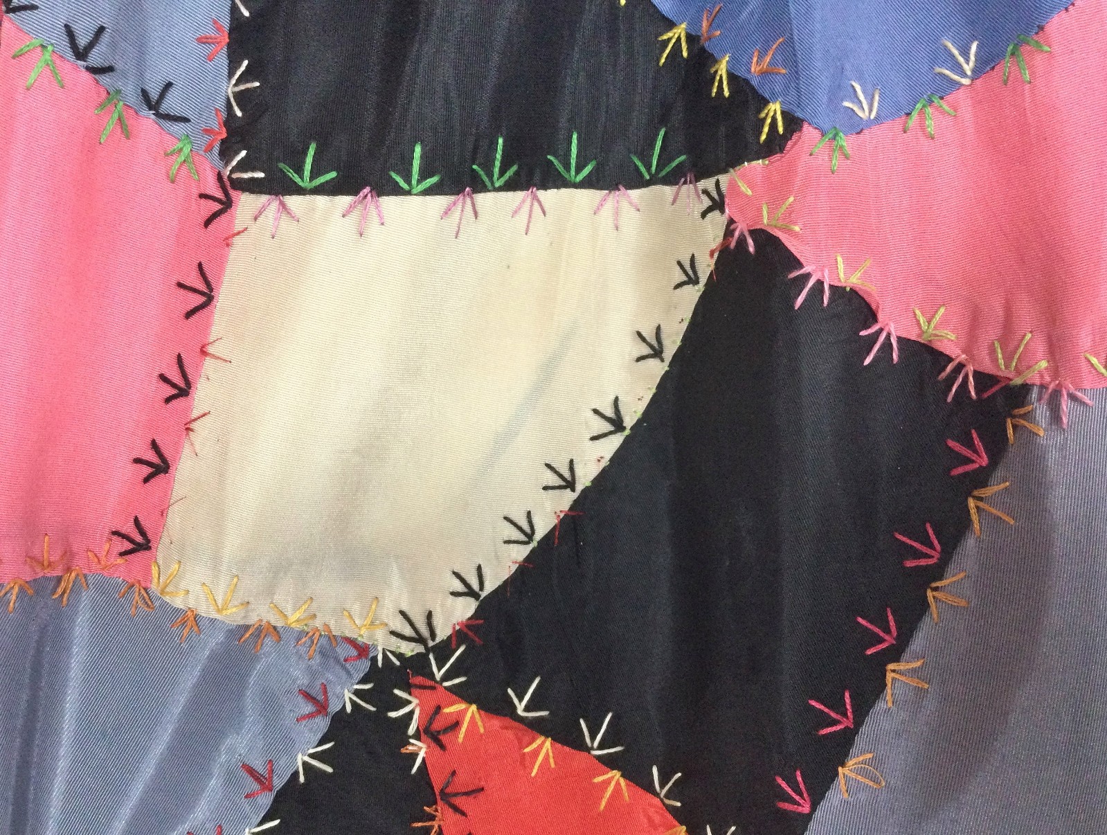 vtg 60S 70S ANTIQUE PATCHWORK CRAZY QUILT EMBROIDERED dress SKIRT 32 cottagecore