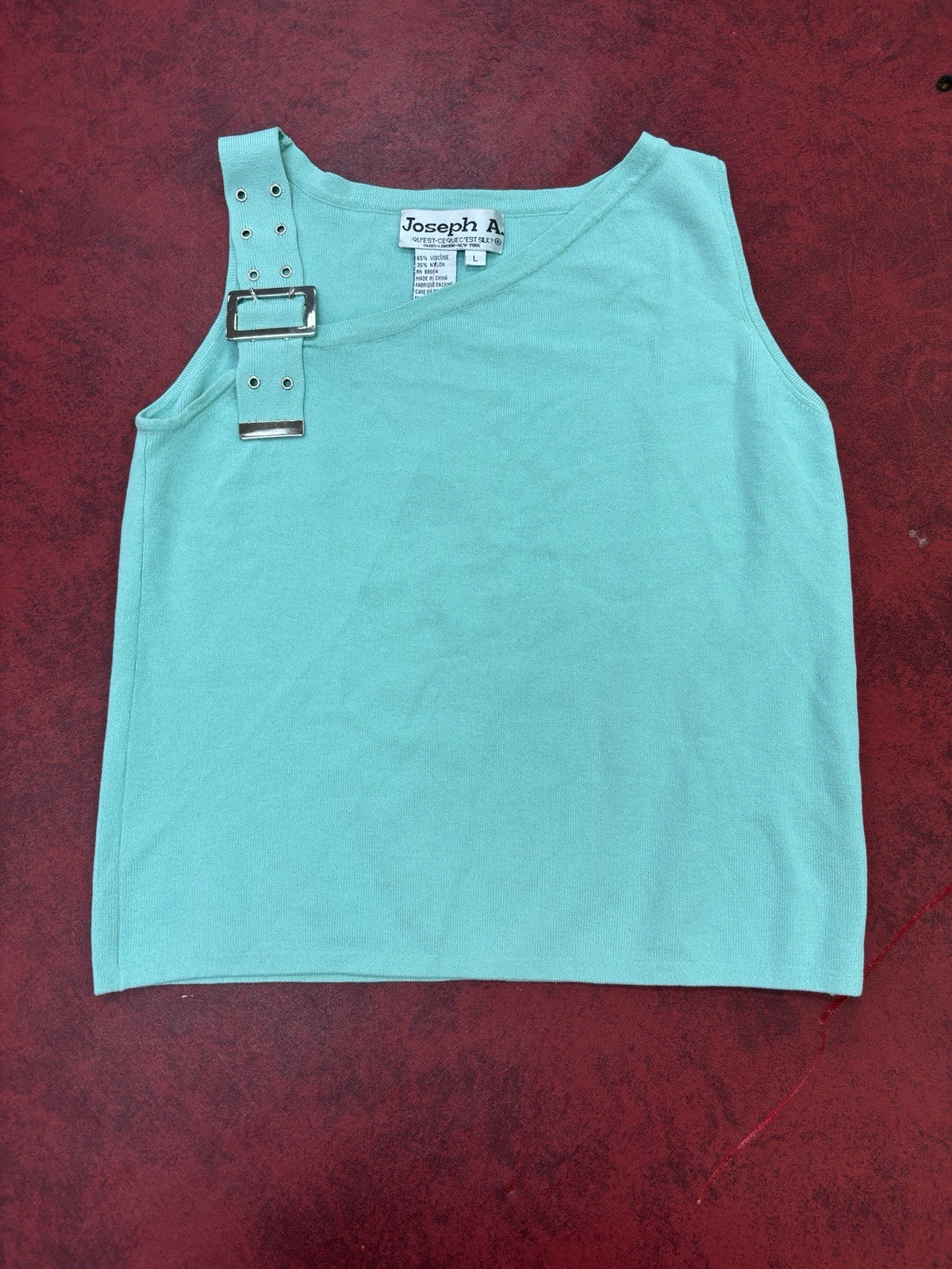 Vintage Joseph A Paris London New York Top Baby Blue W/silver Buckle Sz M