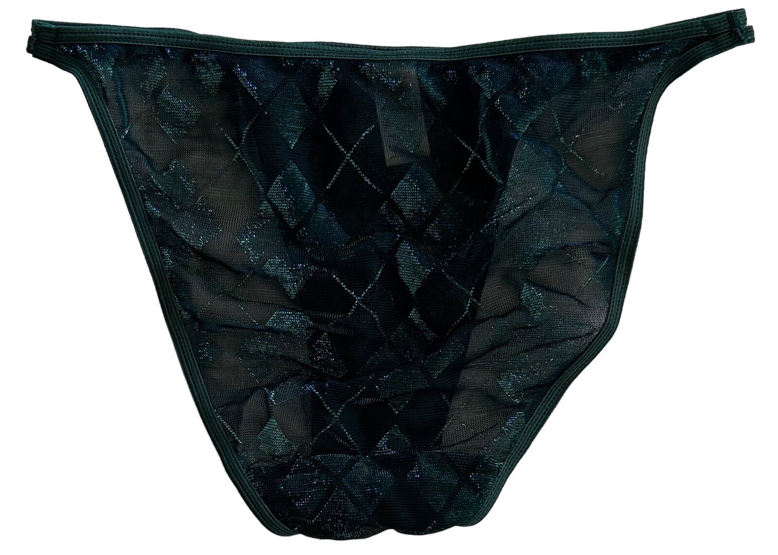Van Dale Blue Shiny Silky Mesh String Bikini Nylon Panties Womens M NOS