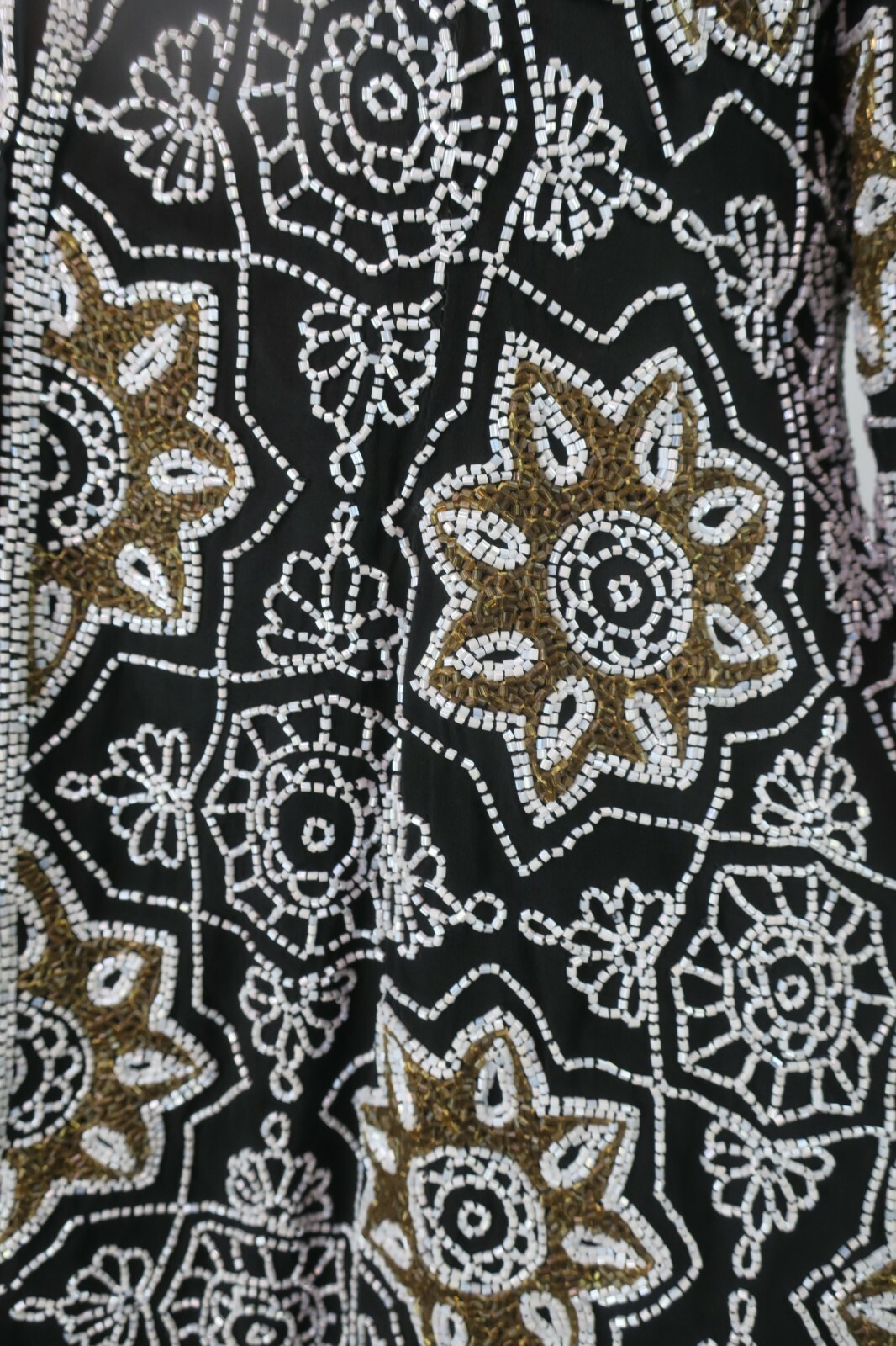 VTG heavy sequin beaded Floral Niteline Longline Evening Jacket Trophy Wife Sz S