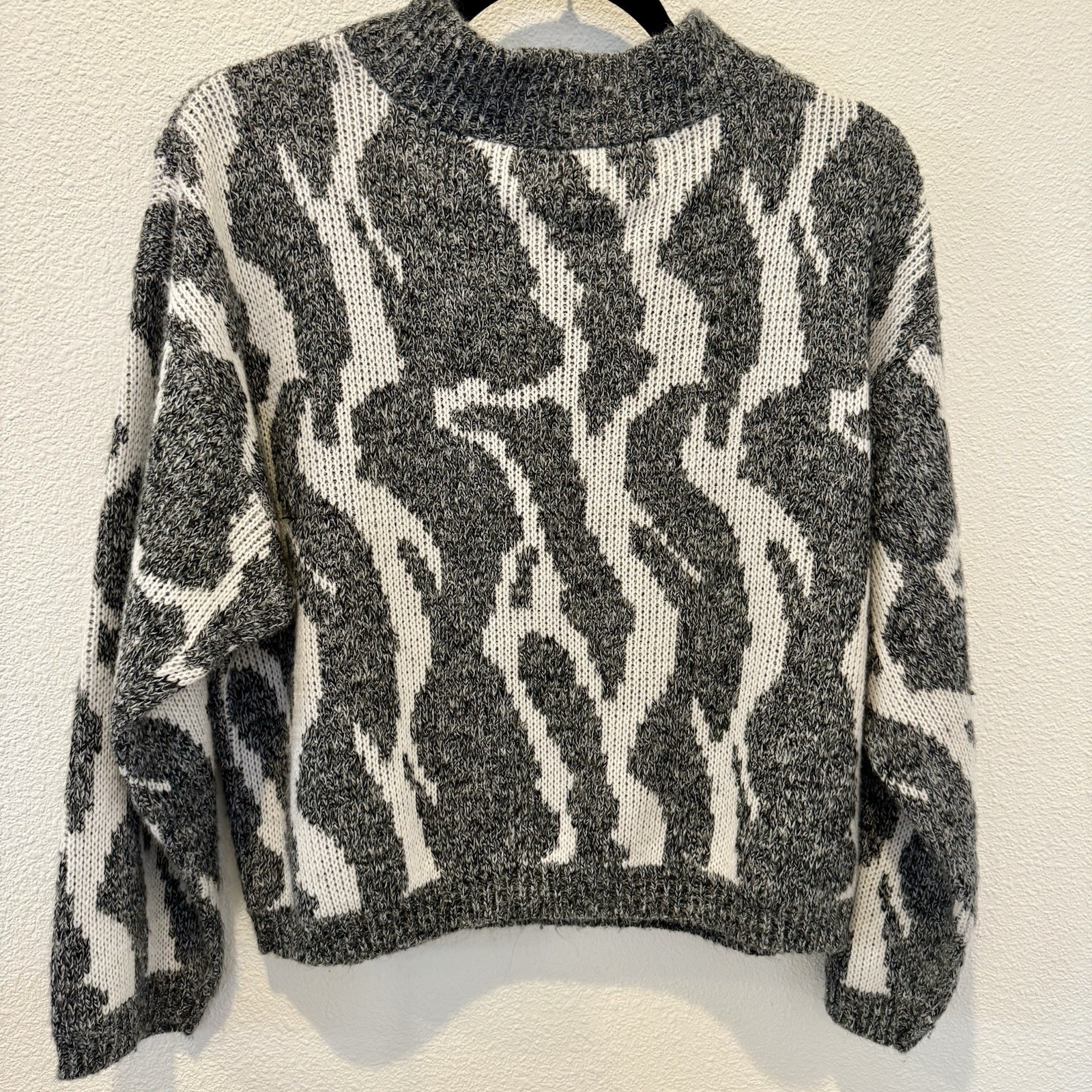 Vtg Croquet Club 80s 90s Prep Crop Sweater Animal/Geometric All Over Print Retro