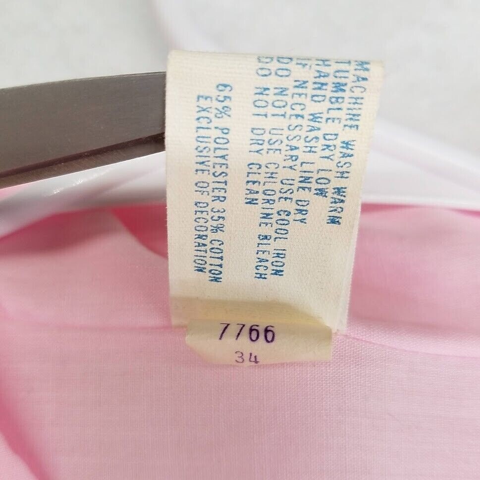 Katz Gown Womens 34 Pink Long Sleeve Buttons Eyelet Lace Vintage 60s Nightgown