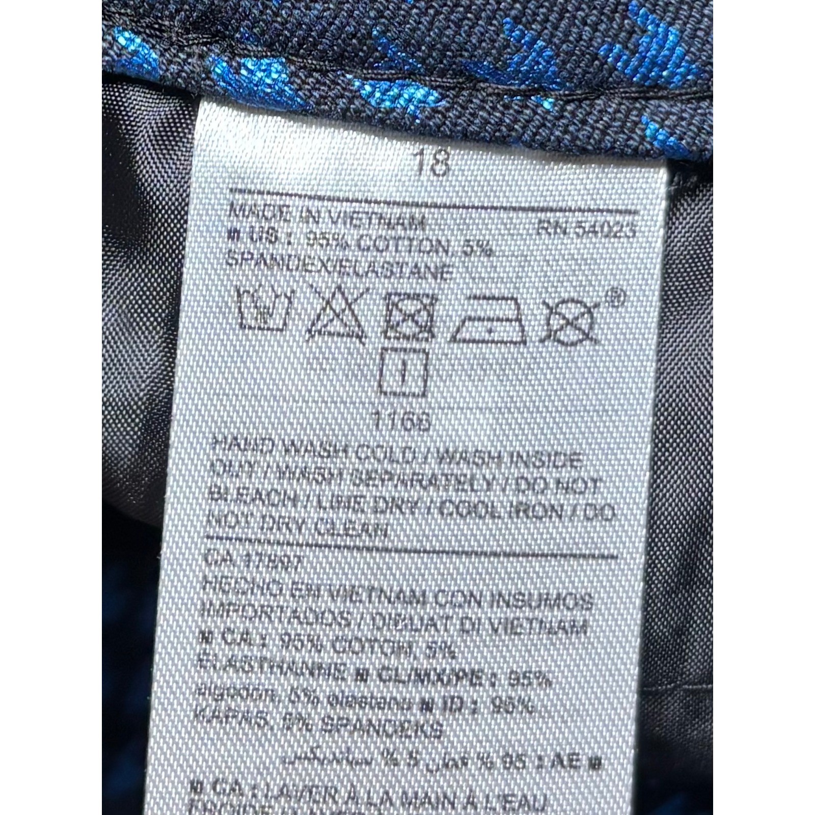 Old Navy NWT Pixie Ankle Pants 18 Cotton Blend Blue Metallic Print Stretch Y2K