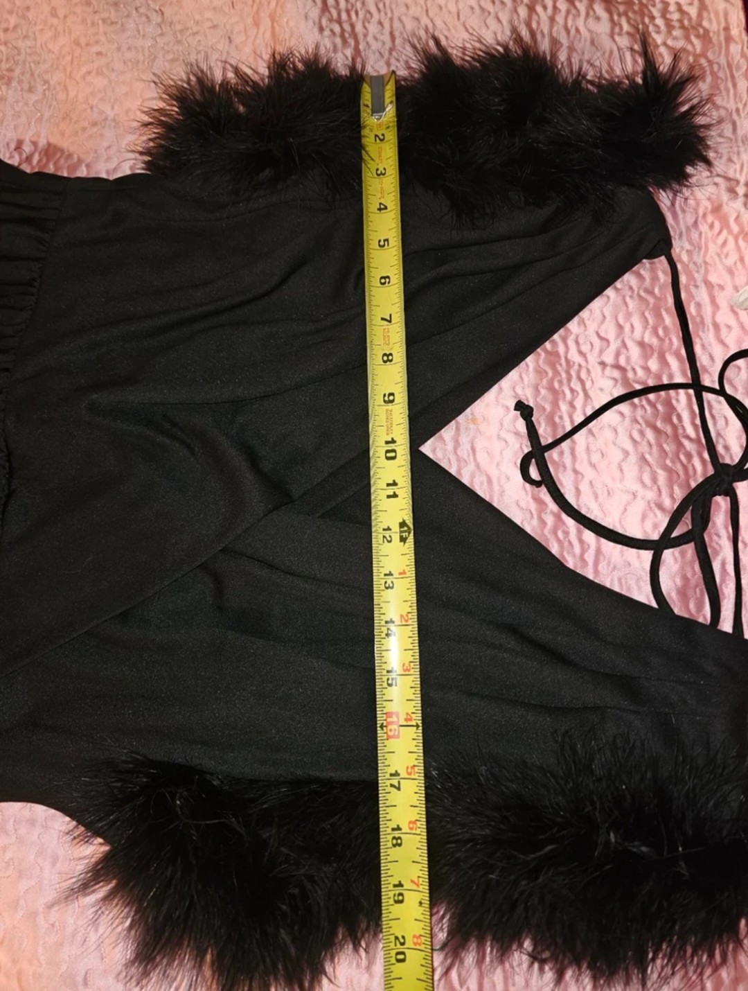 Vintage 80s Diamond Run Wayne Diamond Feather-Trimmed Cocktail Dress