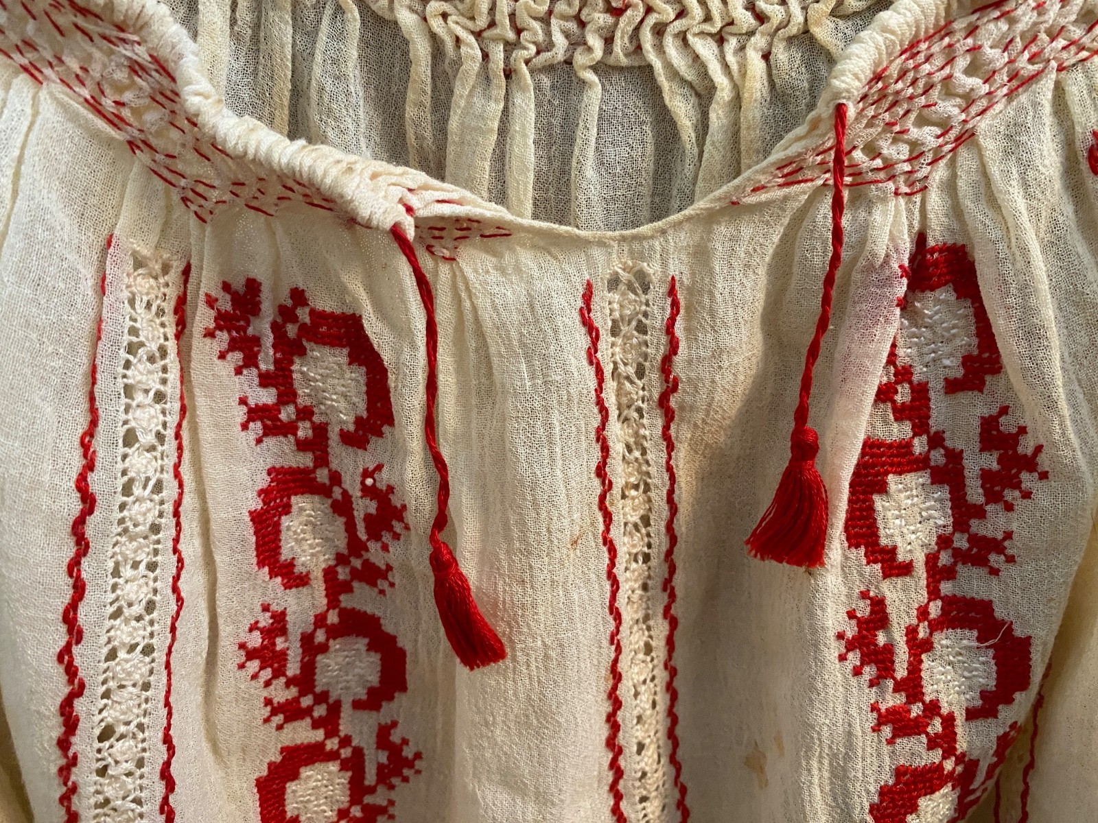 Antique Clothing Lot HANDMADE Peasant Blouses Baby Dress Apron Embroidered