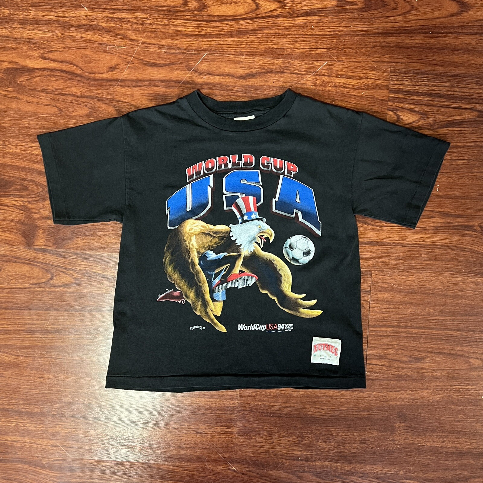 Vintage World Cup USA Eagle Nutmeg T-Shirt United States FIFA 1994 90s Sz Small