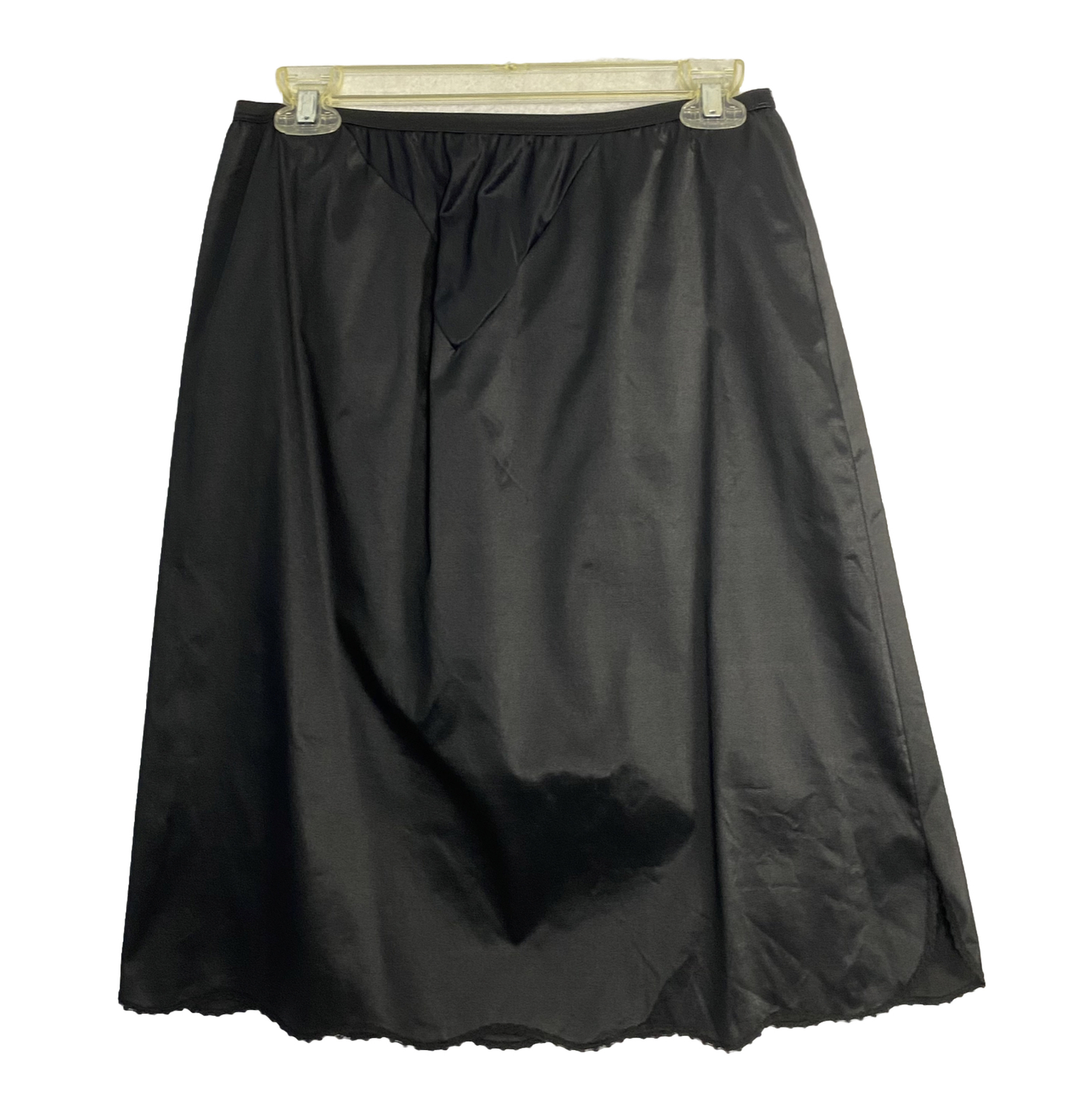 VTG HALF SLIP SKIRT L Lingerie Black Antron Nylon USA 28 x 23