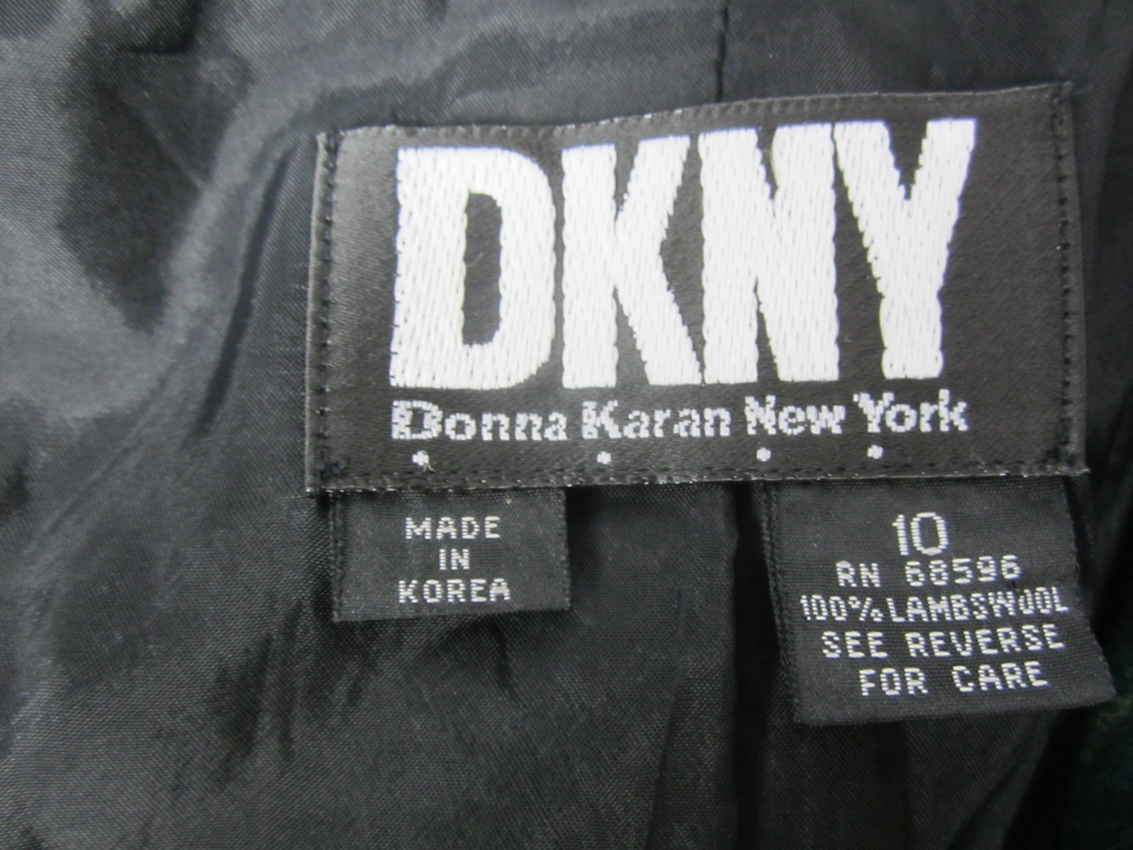Vtg DKNY Womens 10 Navy Blue Green 100% Lambswool Tartan Plaid Blazer Jacket