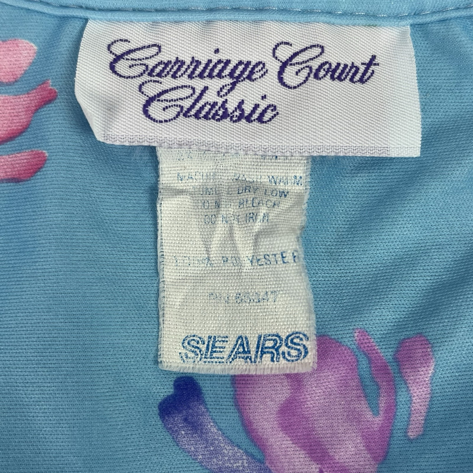 Sears Carriage Court Classic Robe House Dress Blue Floral 2X 22W/24W