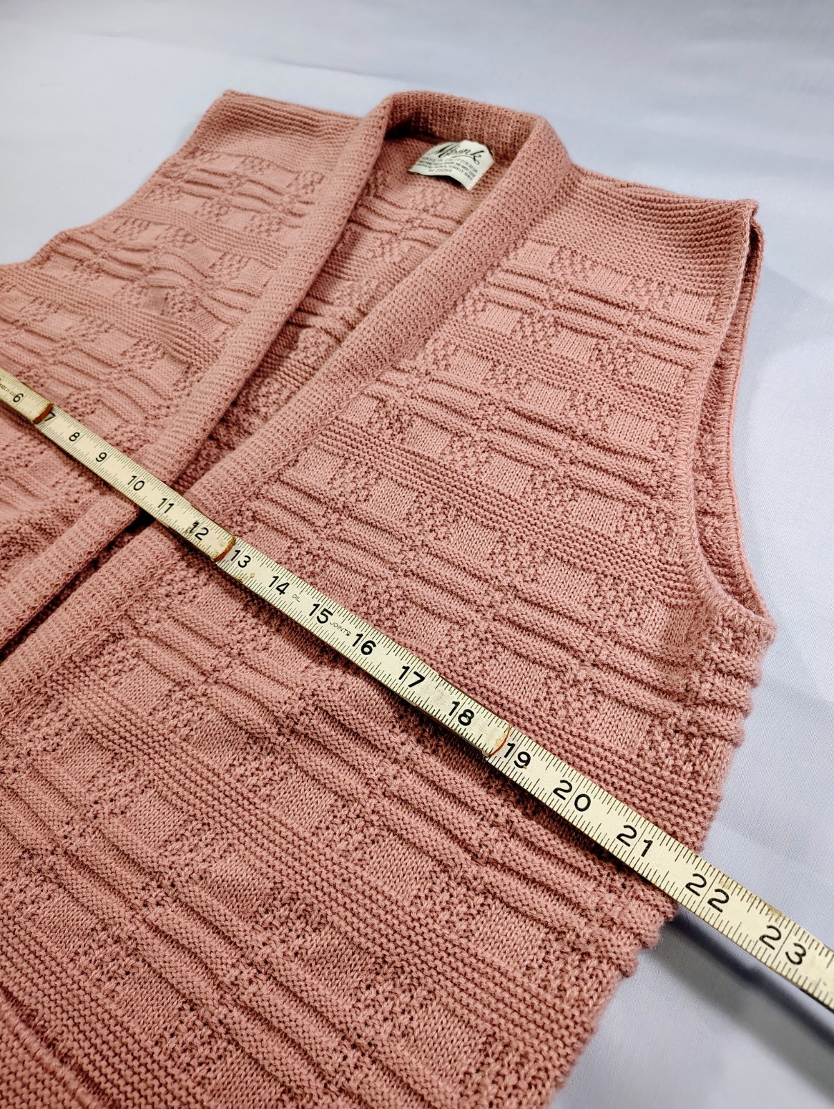 Vintage Milrank Vest Womens Pink Knit Cardigan Sweater Open Front Pockets USA