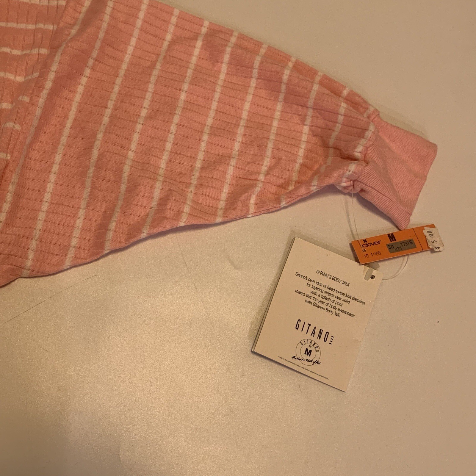 Vintage 80s Gitano Top Rugby Stripes Zip Neck Collar Shirt M NWT 1986 Body Talk